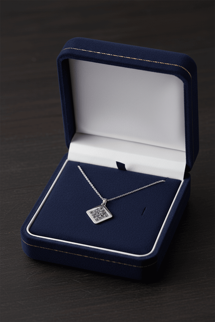 Sterling Silver QR Code Square Necklace