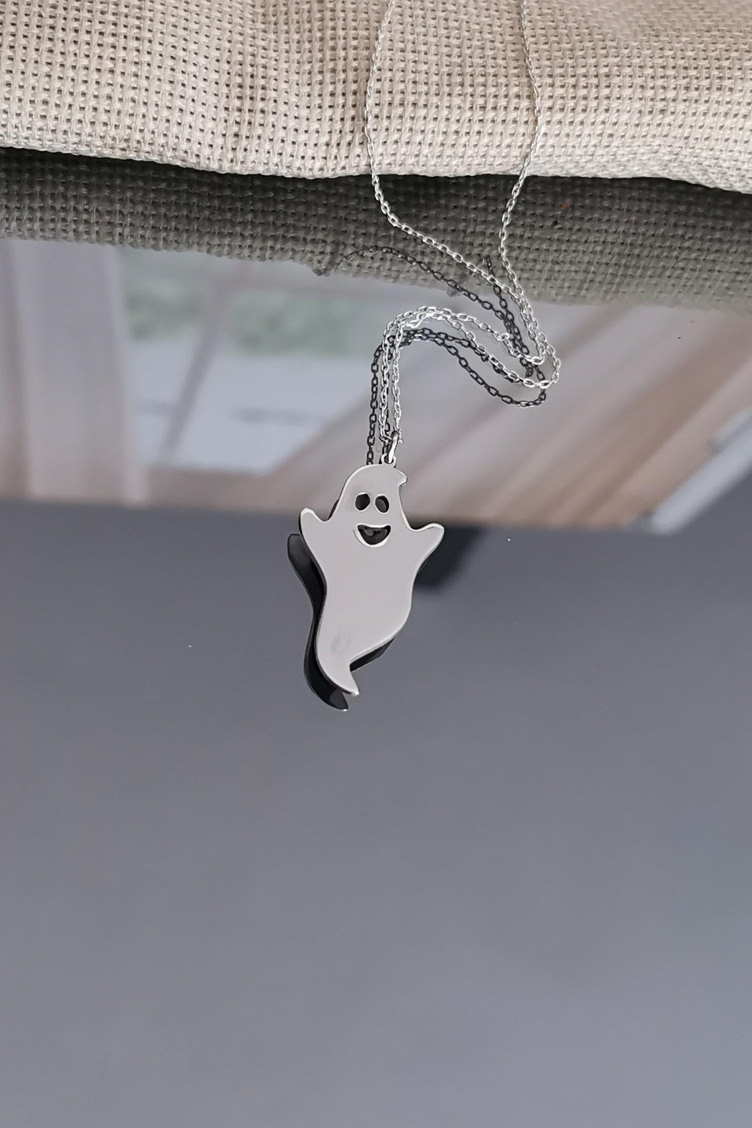 Personalized Cute Ghost Silver Necklace