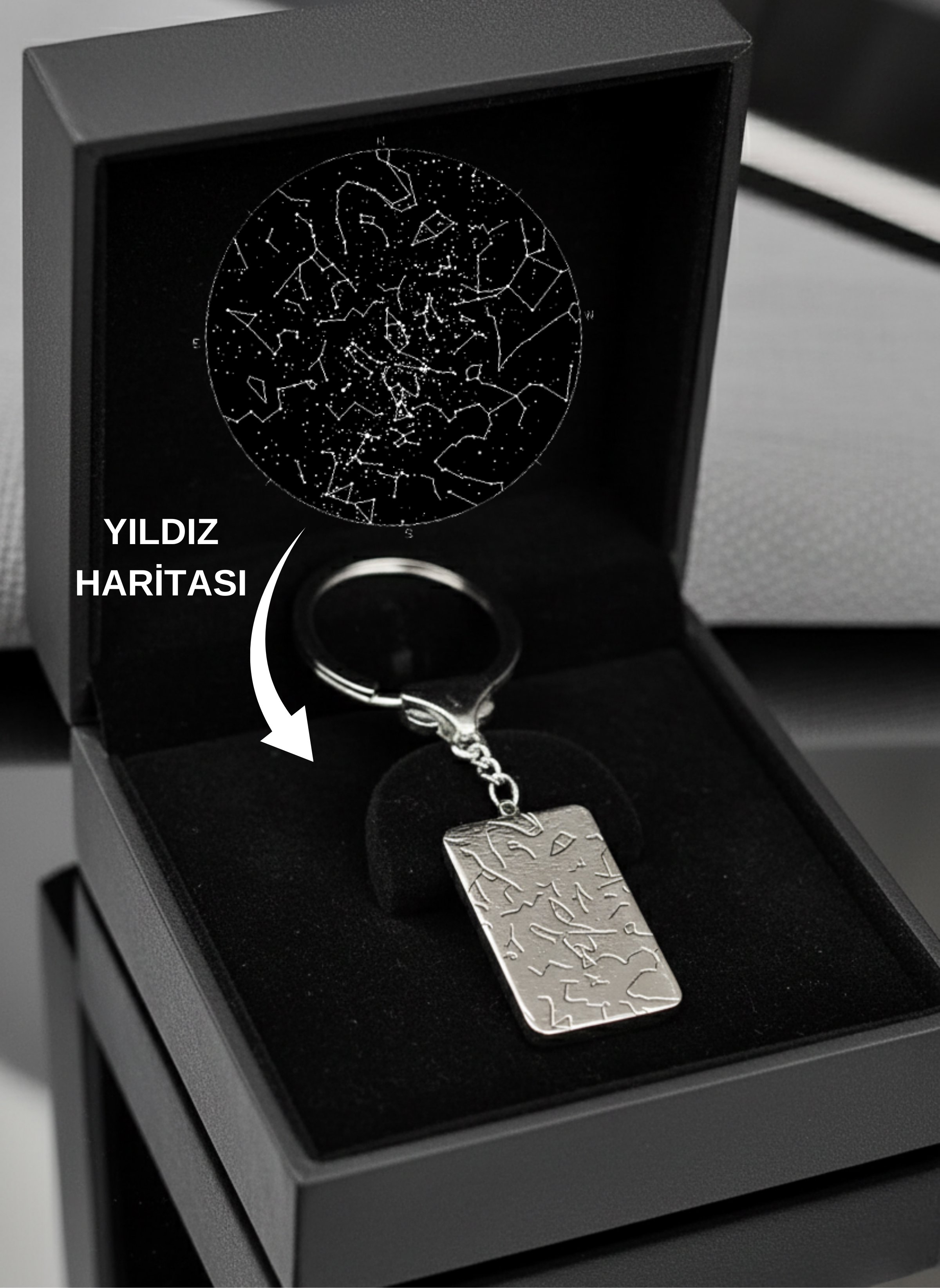Actual Star Map by Date Silver Keychain