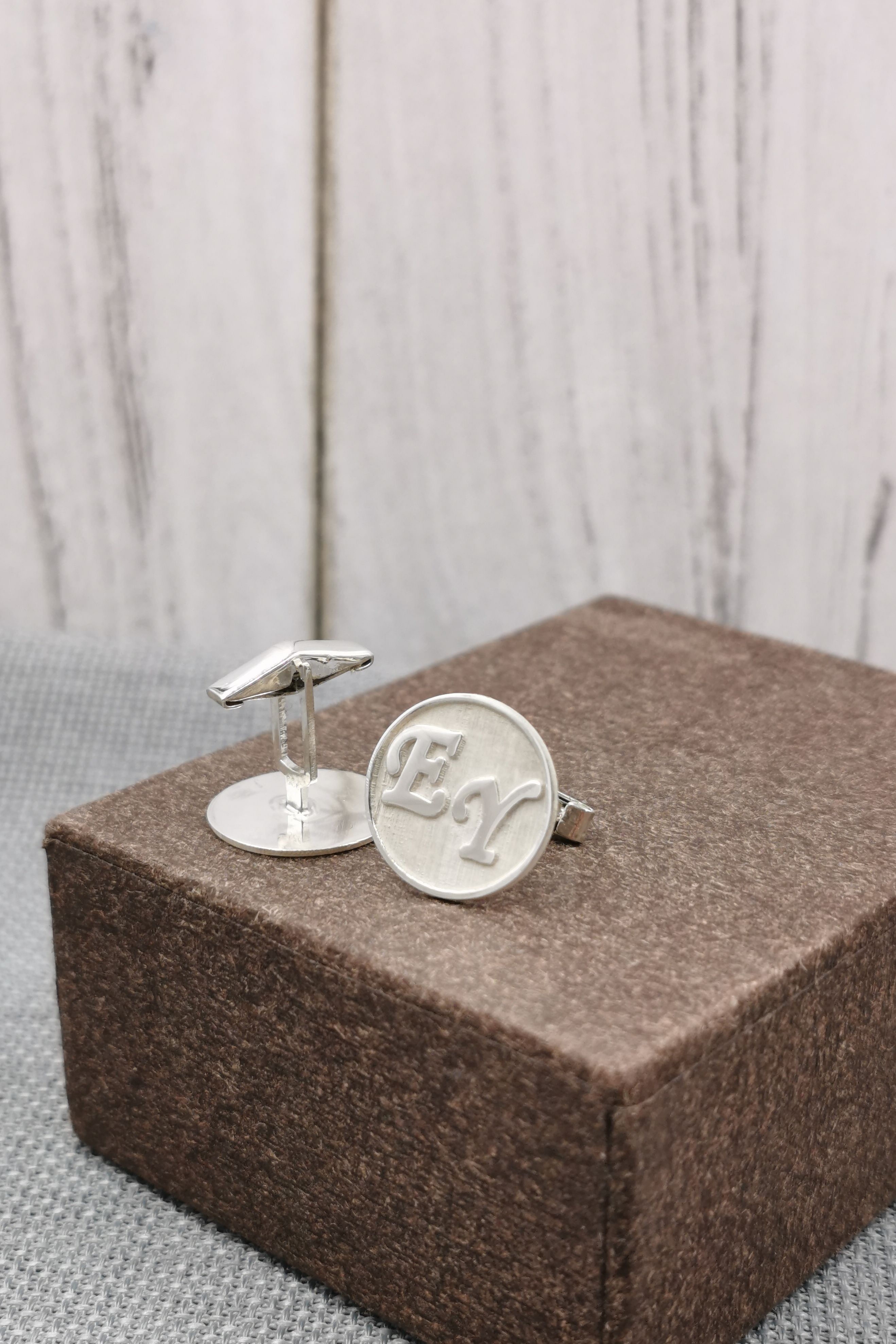 Sterling Silver Embossed Initial Cufflinks