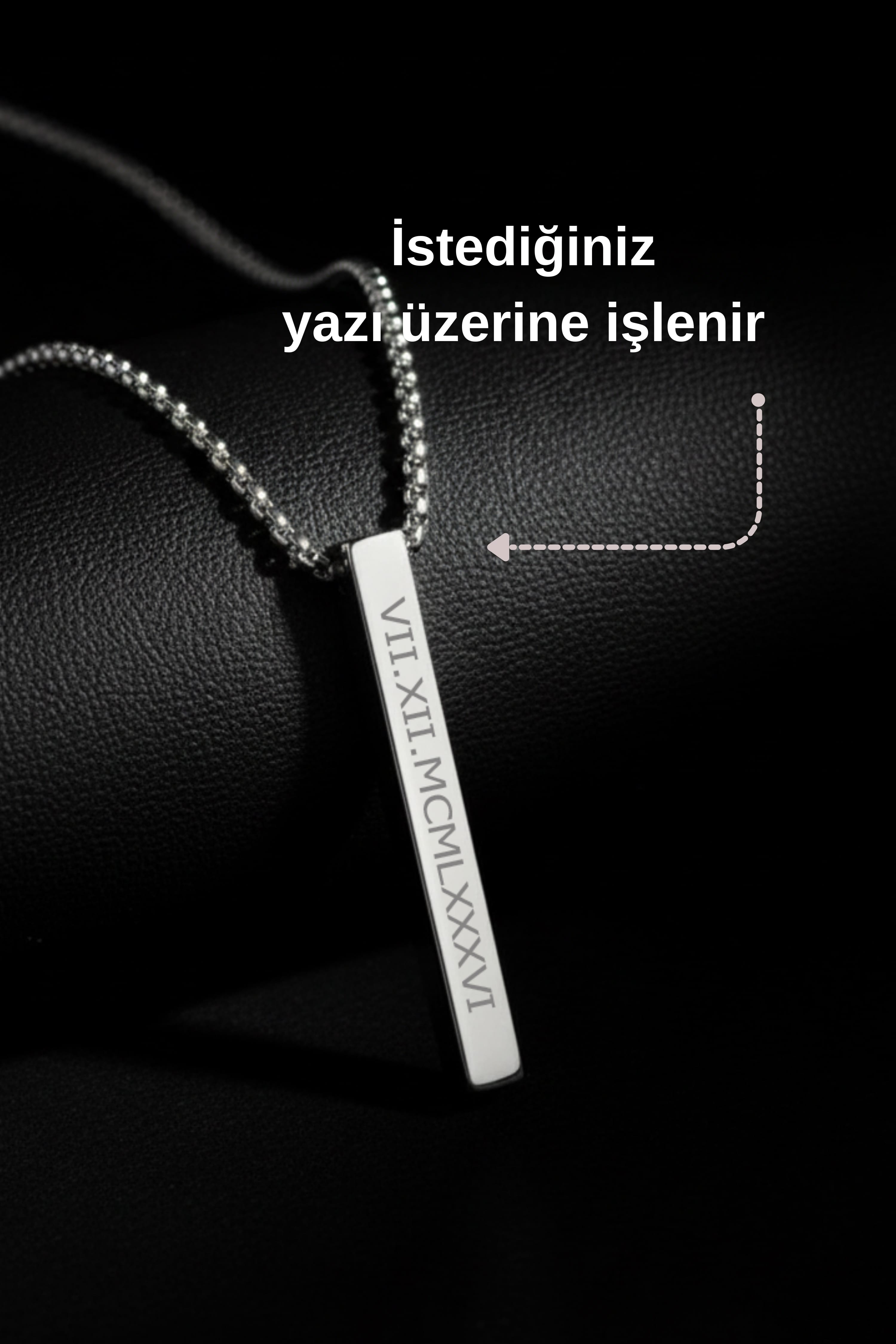 Çubuk Plaka Çelik Kolye