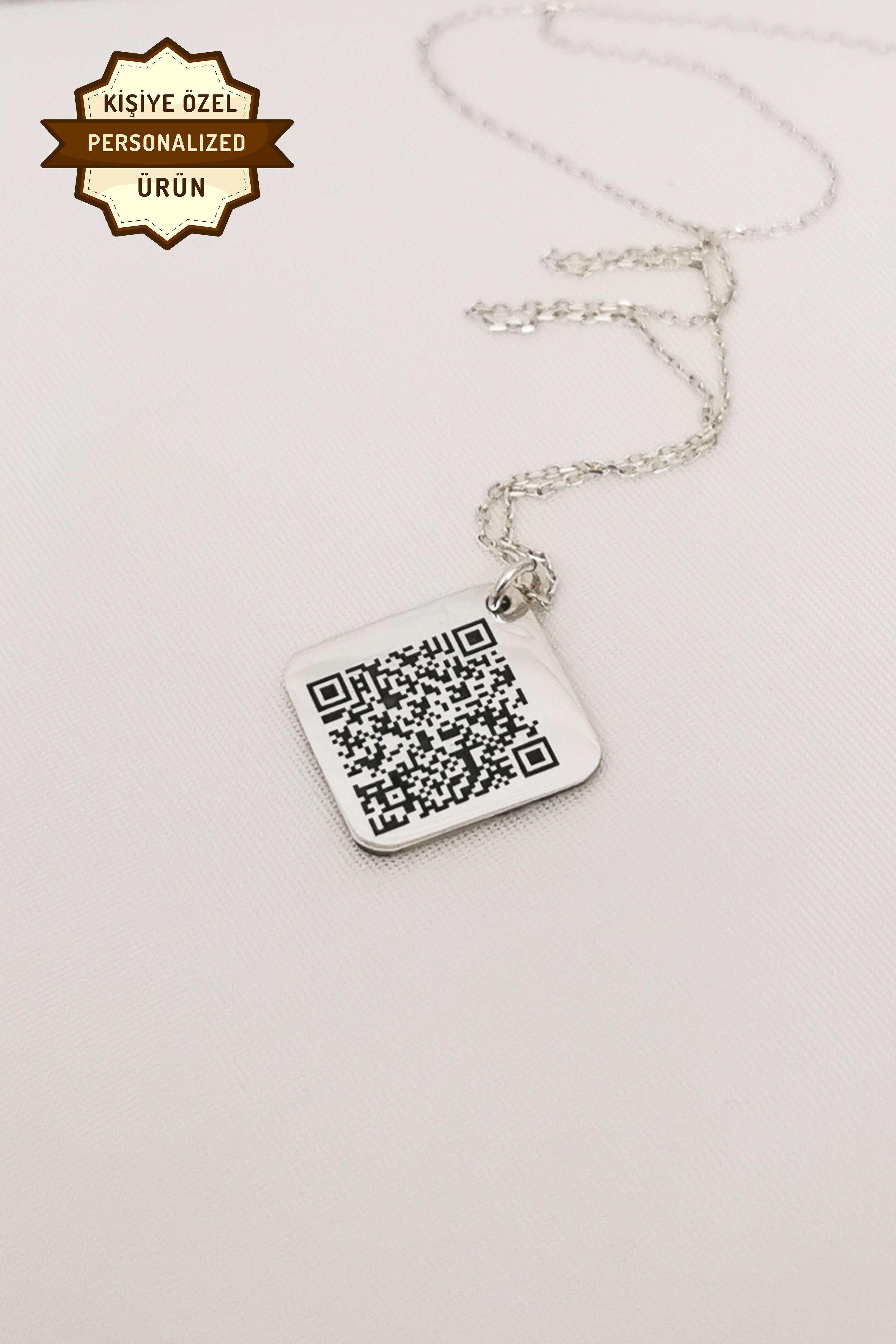 Sterling Silver QR Code Square Necklace