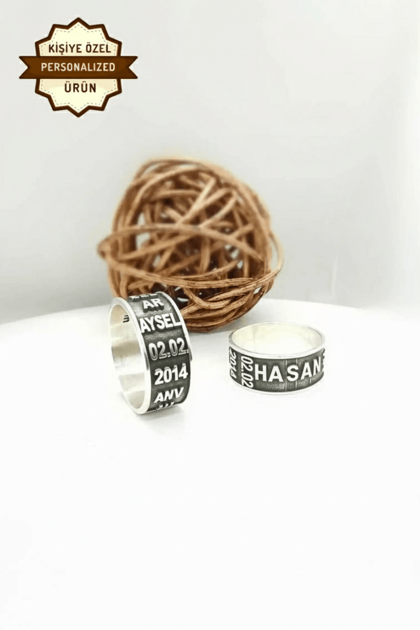 Personalized Wedding Ring With Name & Date