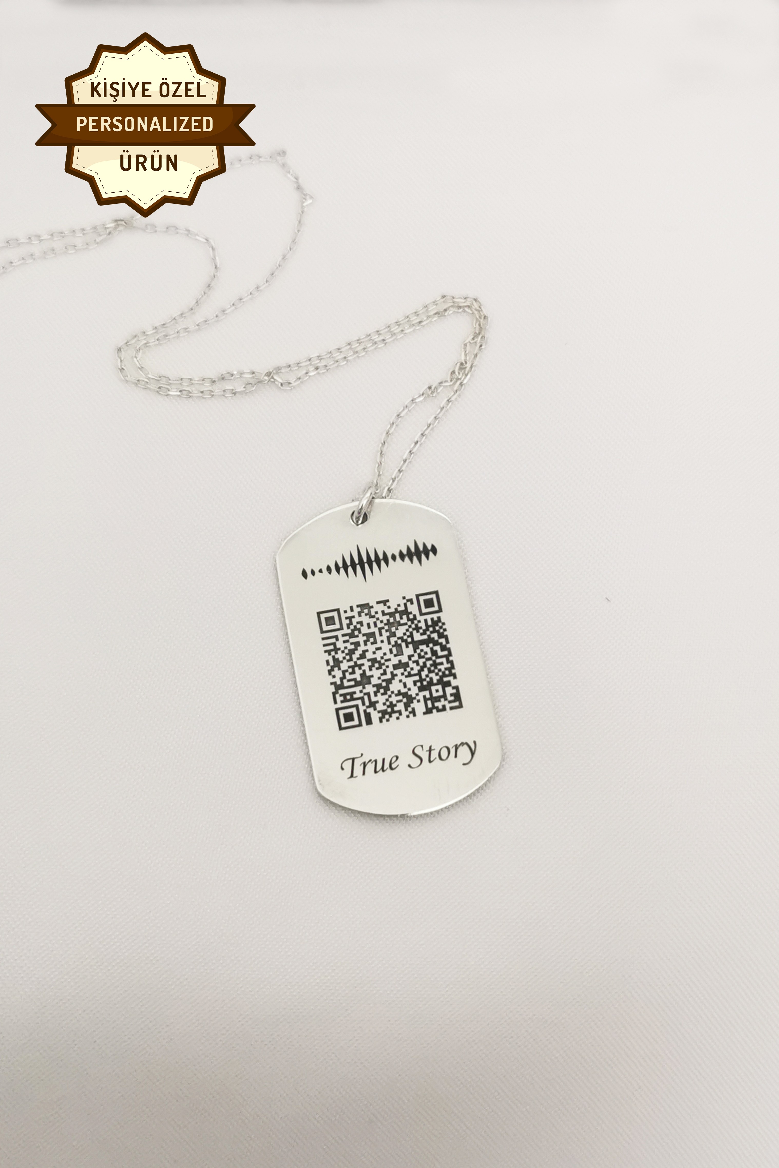 Engraved Military Tag QR Code Necklace