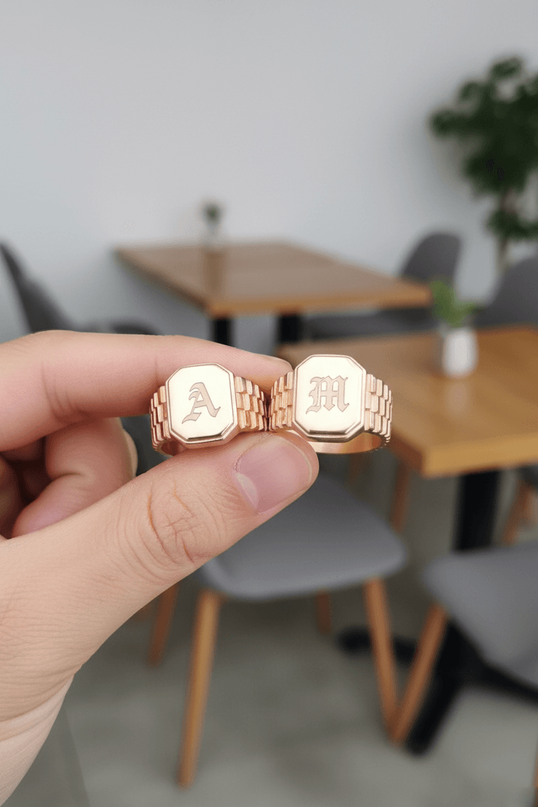 Personalized Watch Band Initial Ring