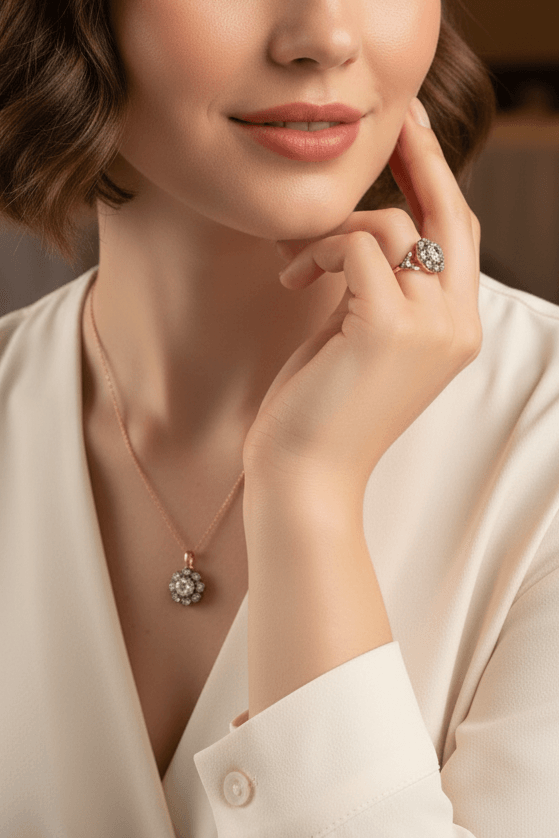 Elmas Modeli Gümüş Üçlü Set