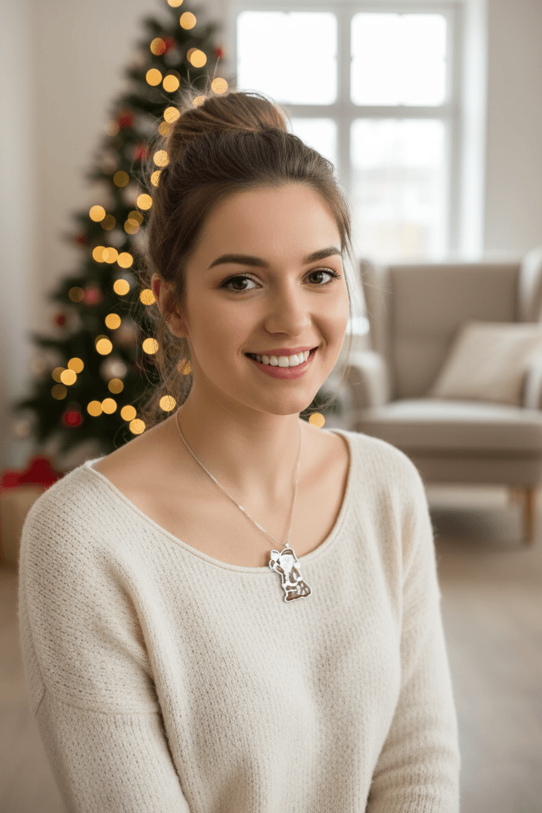 Personalized Santa Claus Silver Necklace
