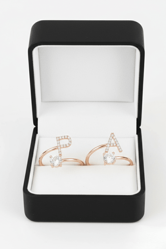 Sterling Silver Diamond Initial Ring