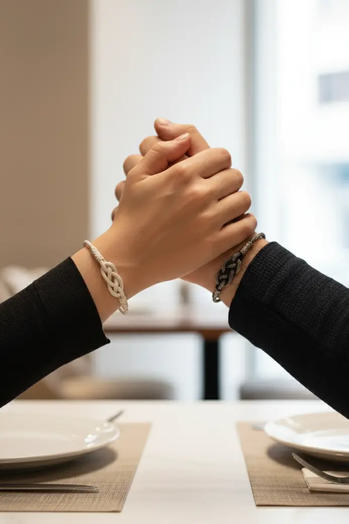 Silver Hand Braided Love Knot Couple Bracelet Piyera Silver