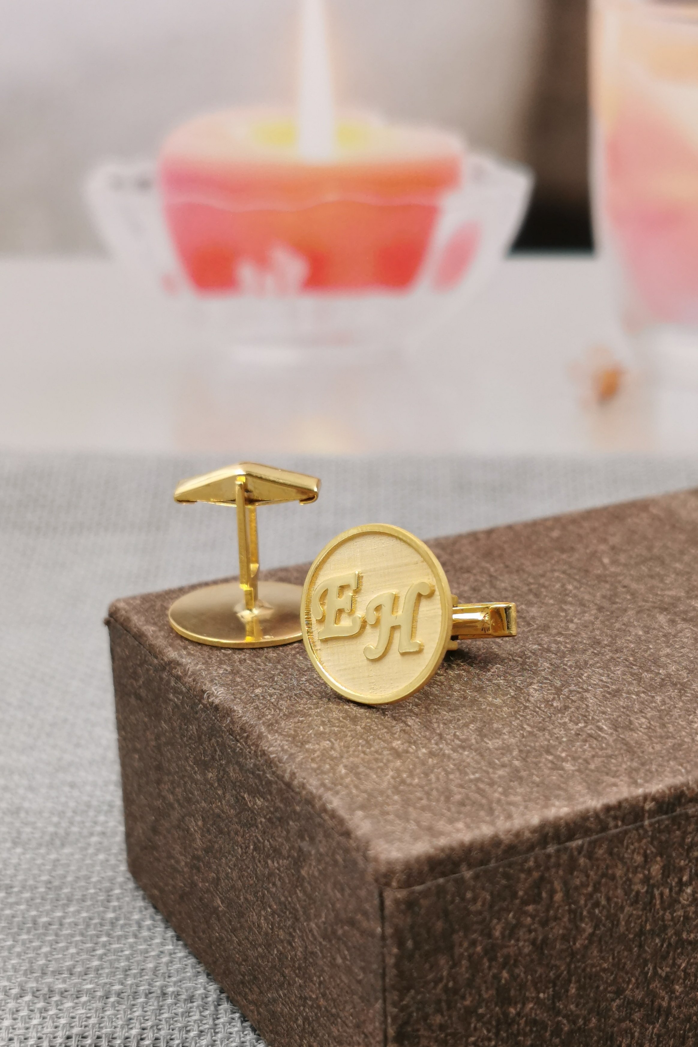 Sterling Silver Embossed Initial Cufflinks