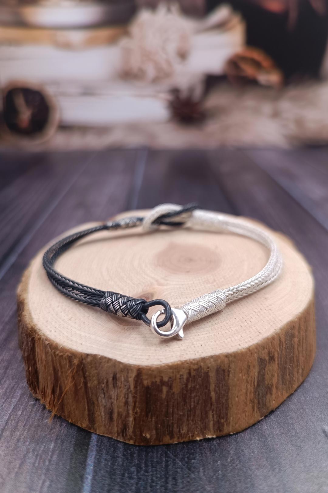 Shiny & Oxidized Love Knot Pure Silver Bracelet - Piyera Silver