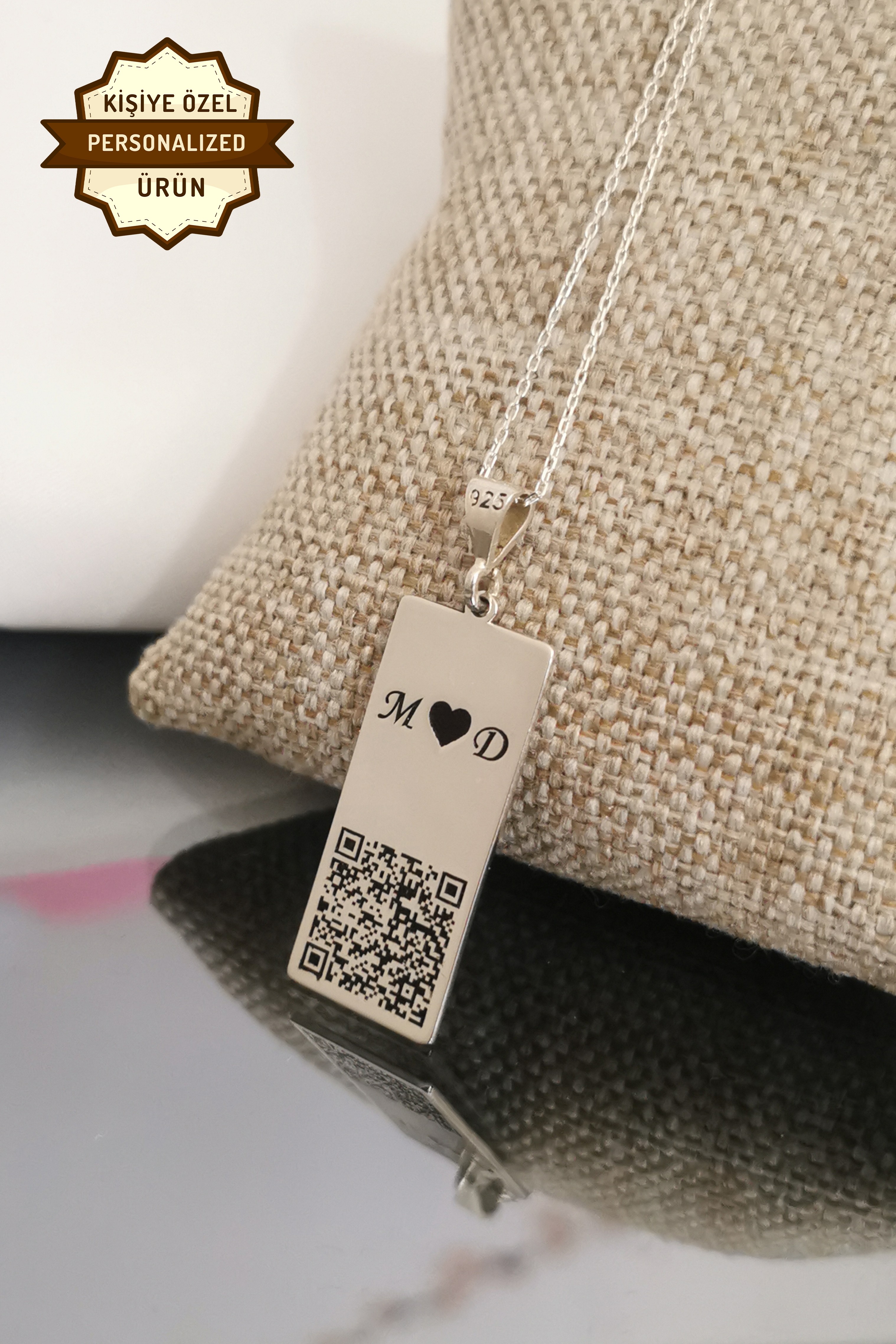 Personalized Engraved QR Code Necklace
