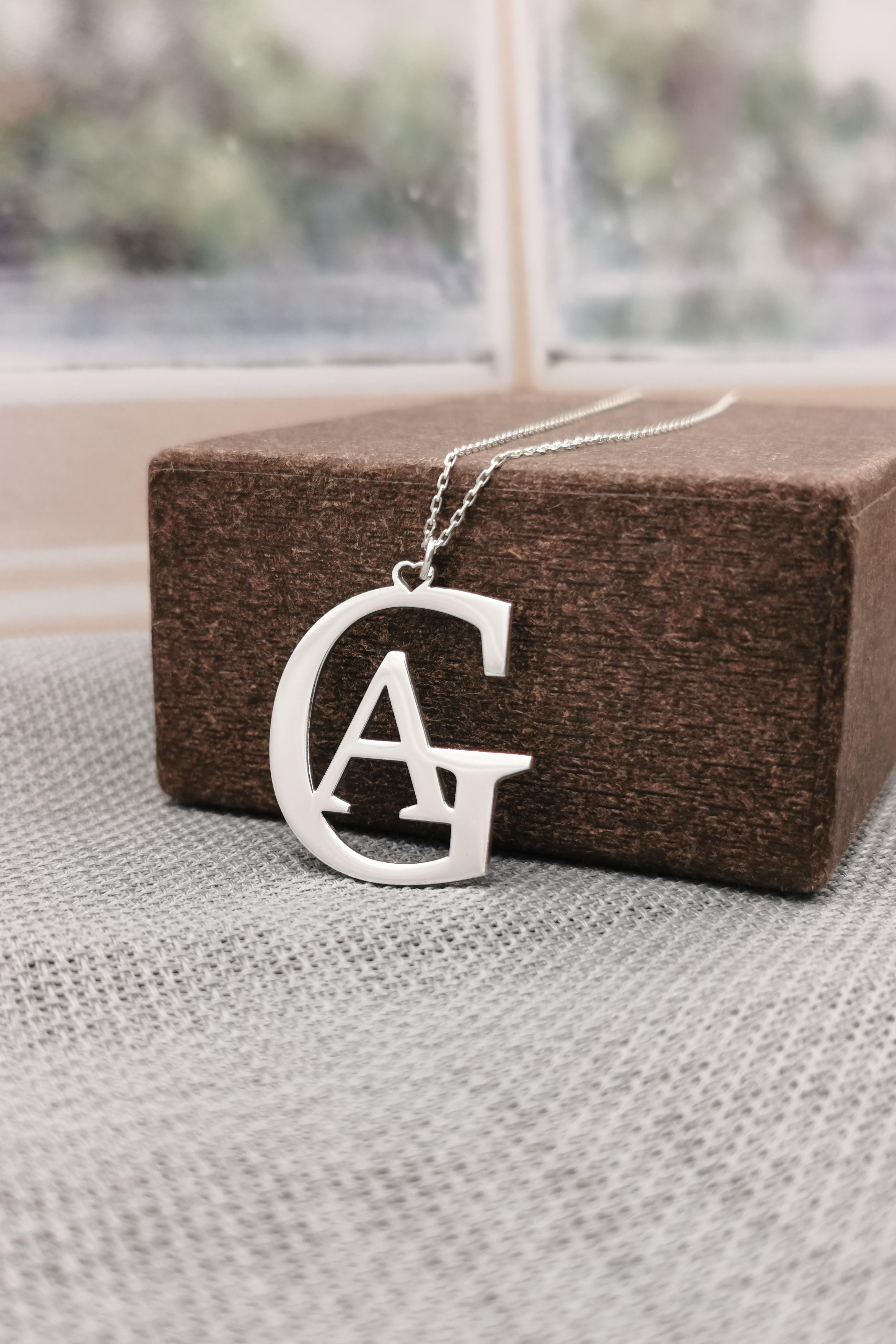 Personalized Silver Nested Initial Necklace