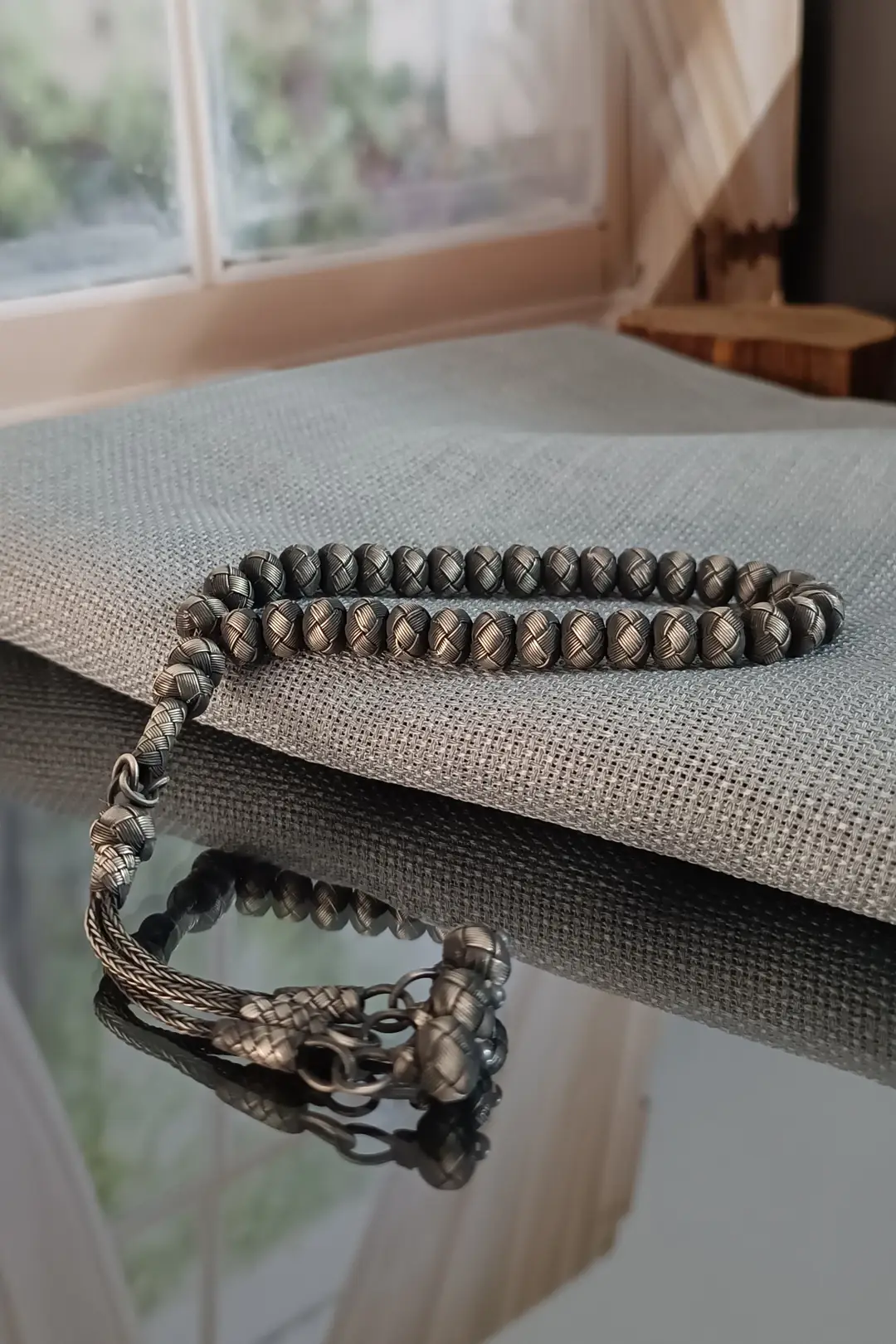 Hand Braided Oxidized Silver Men's Kazaziye Jewelry Set - Piyera