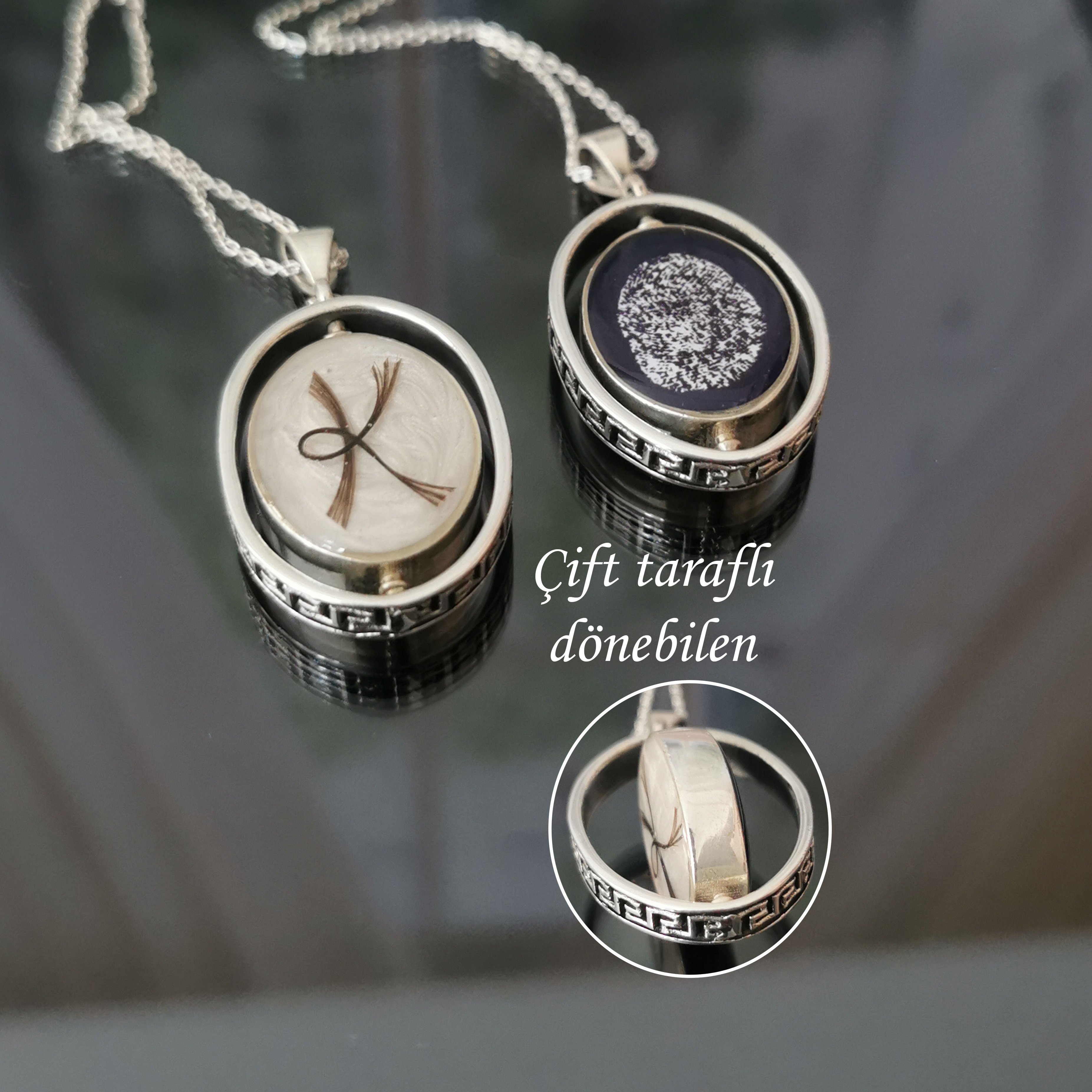 Memorial Double Sided Lock of Hair Necklace