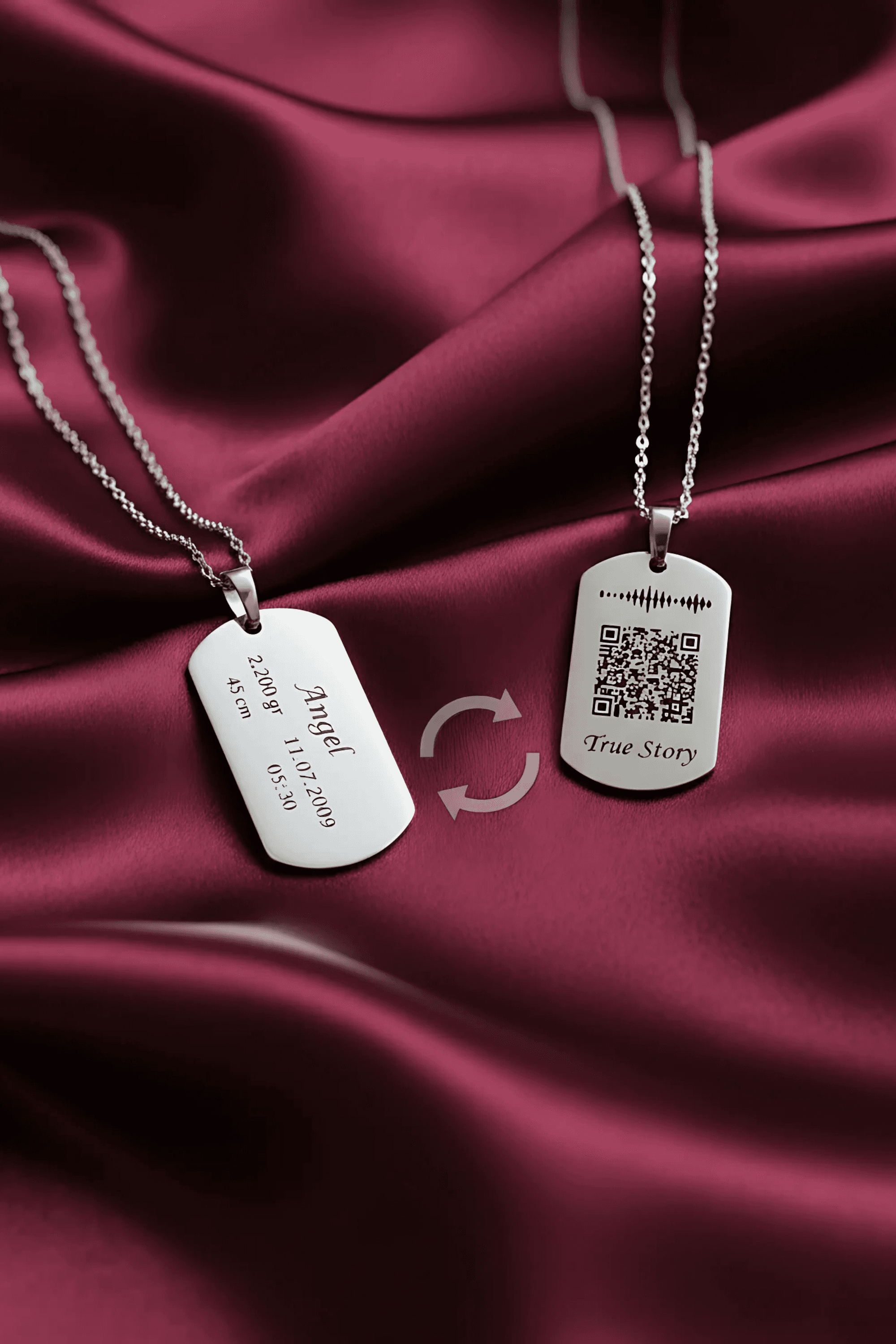 QR Kod ses kaydı Gümüş Asker Kolyesi