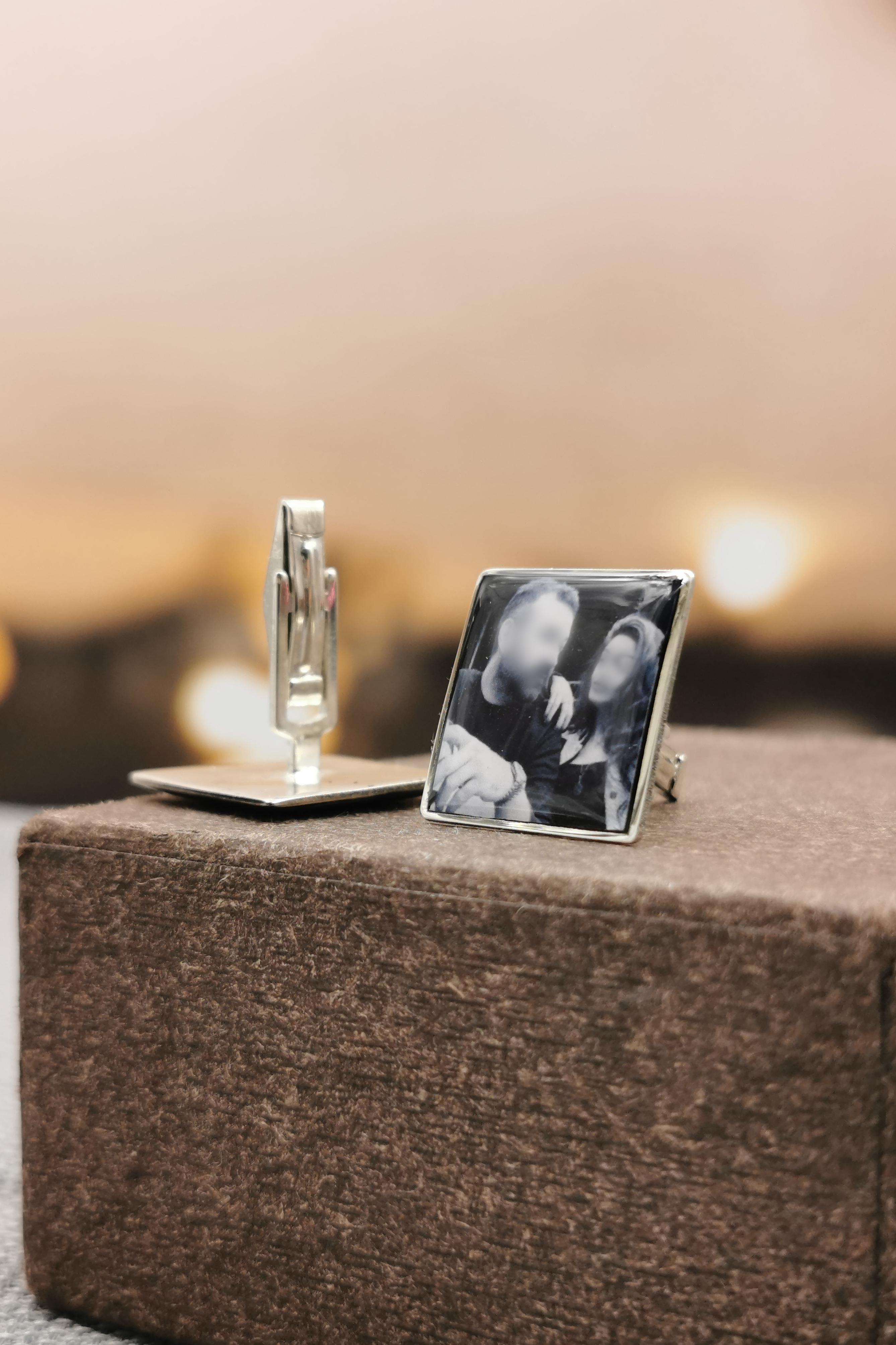 Sterling Silver Embossed Initial Cufflinks