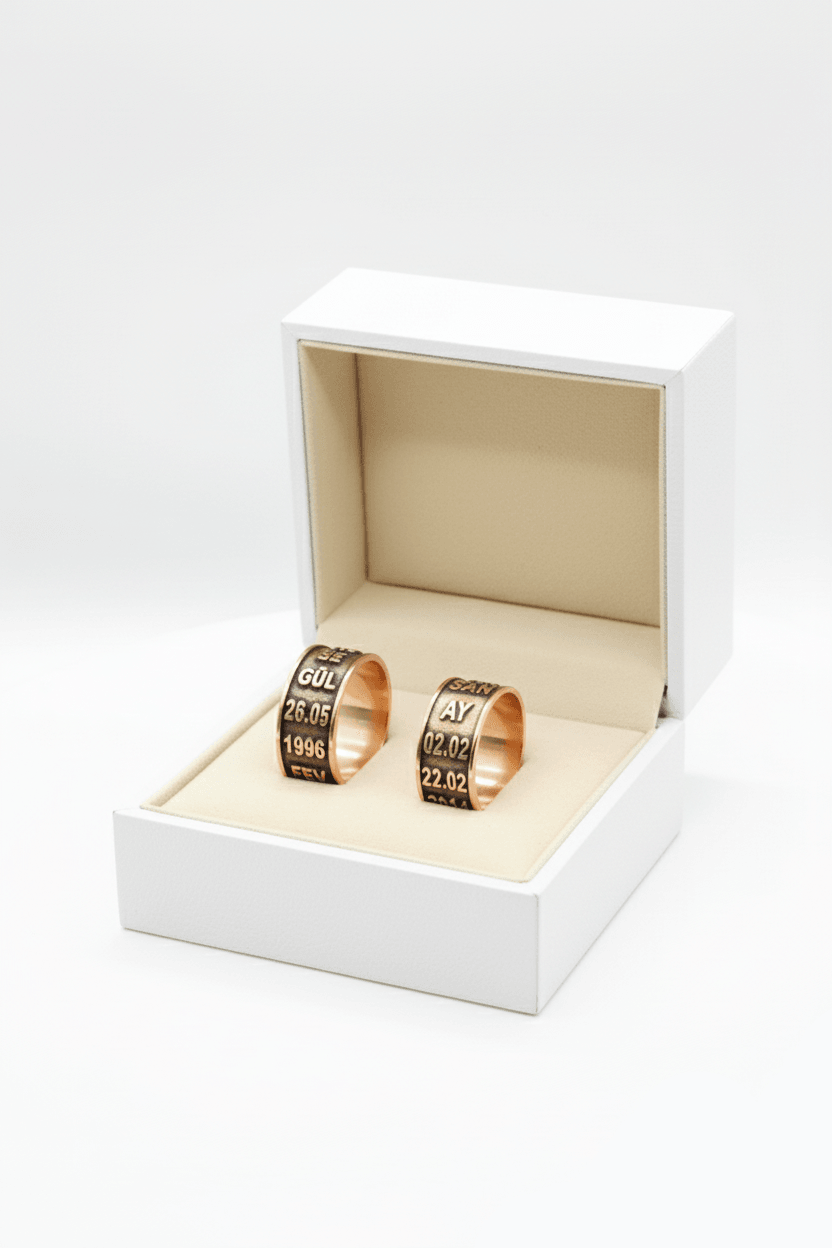 Sterling Silver Name & Date Wedding Ring