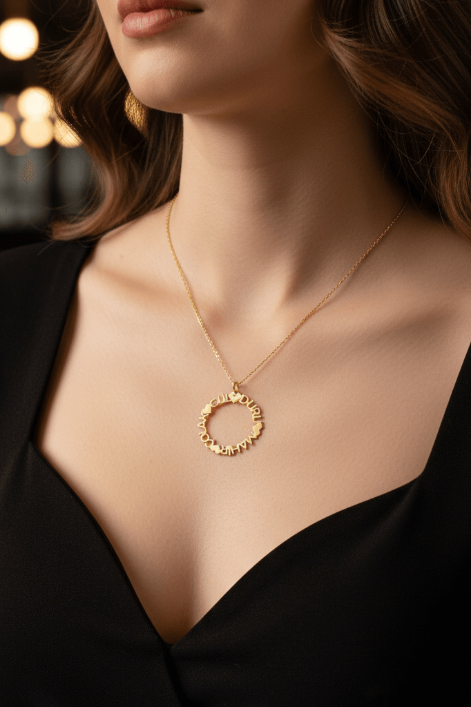 Custom Family Name Circle Necklace