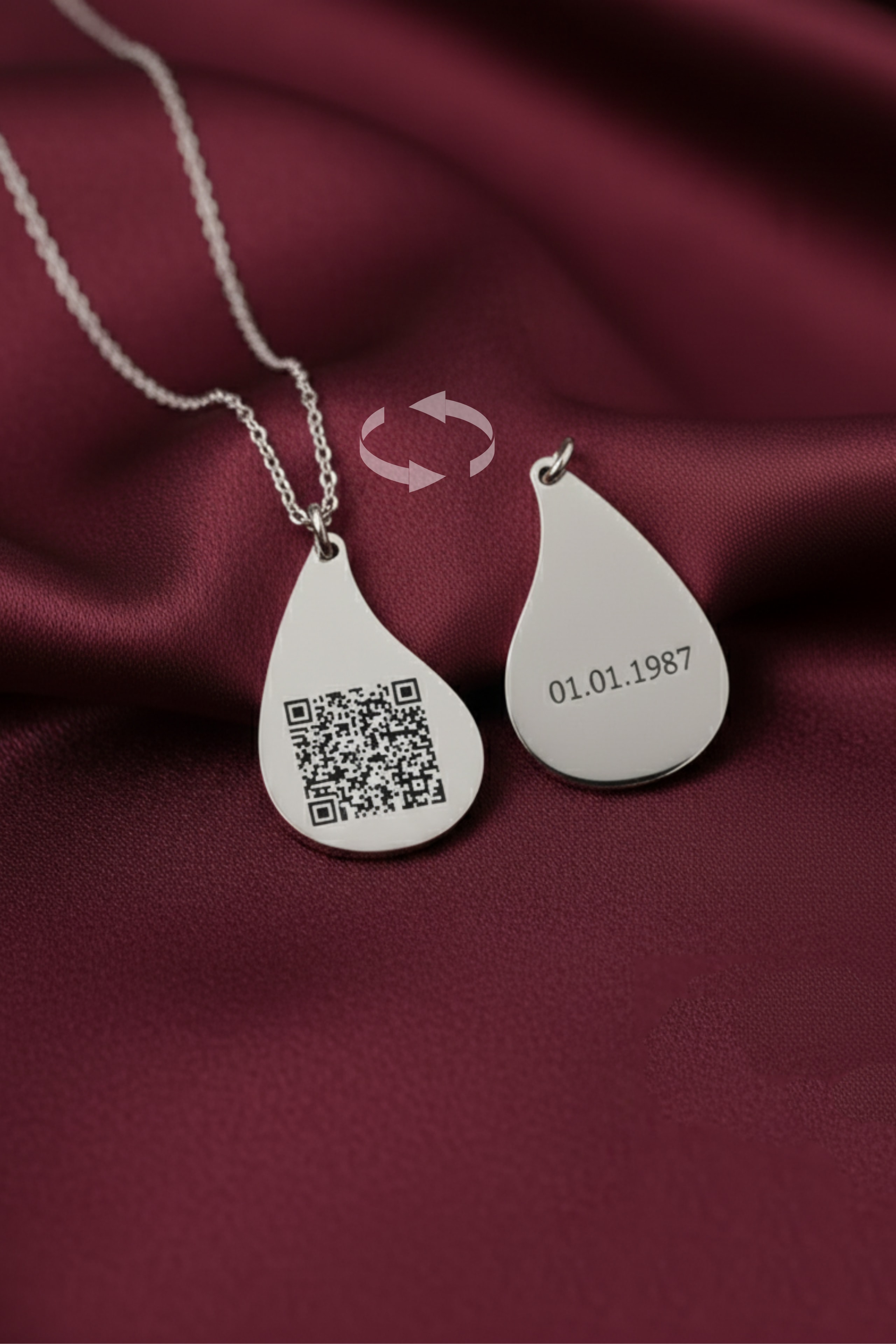 Silver Teardrop QR Code Necklace