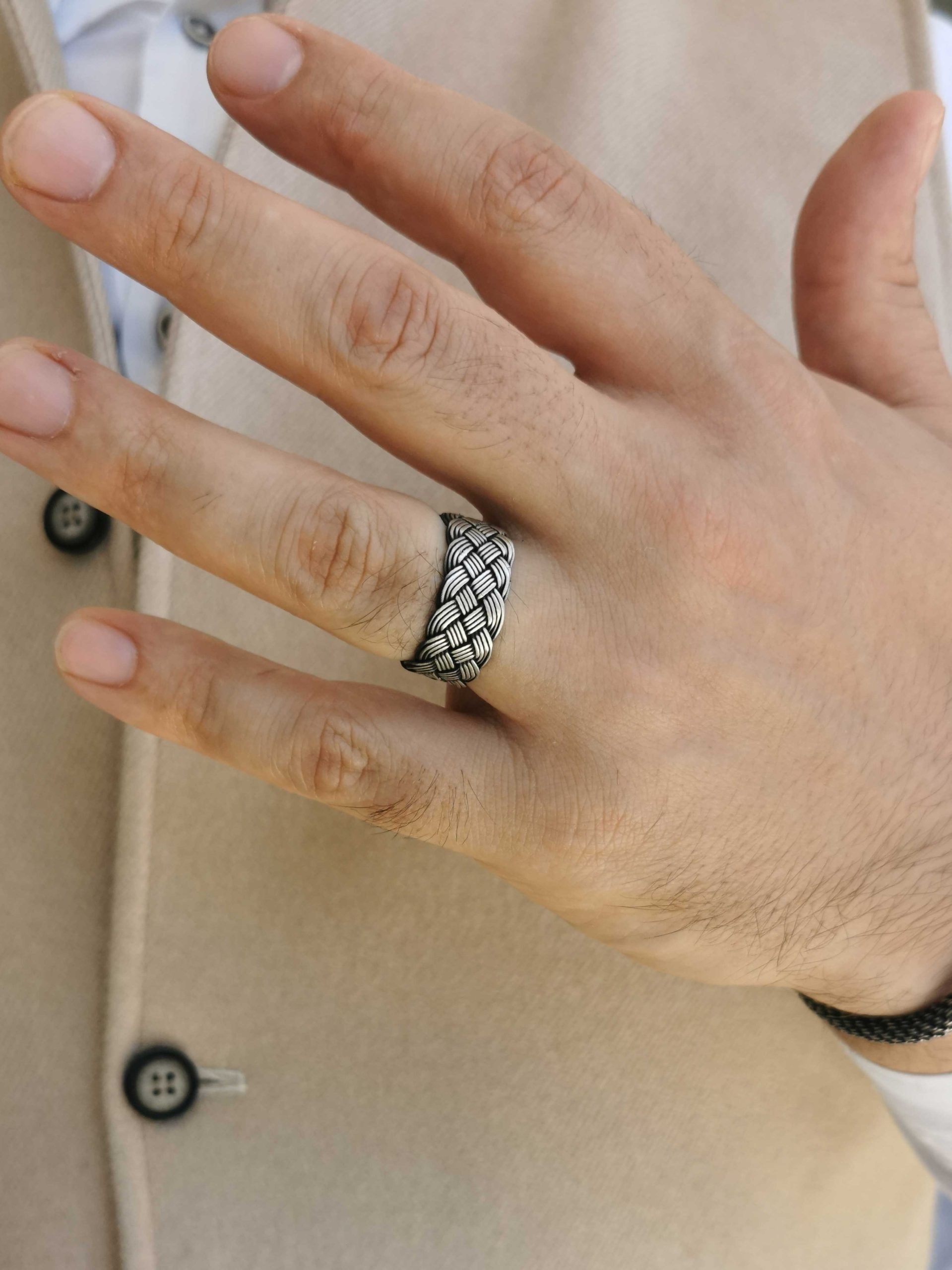 999 Silver Hand Braided Kazaziye Ring