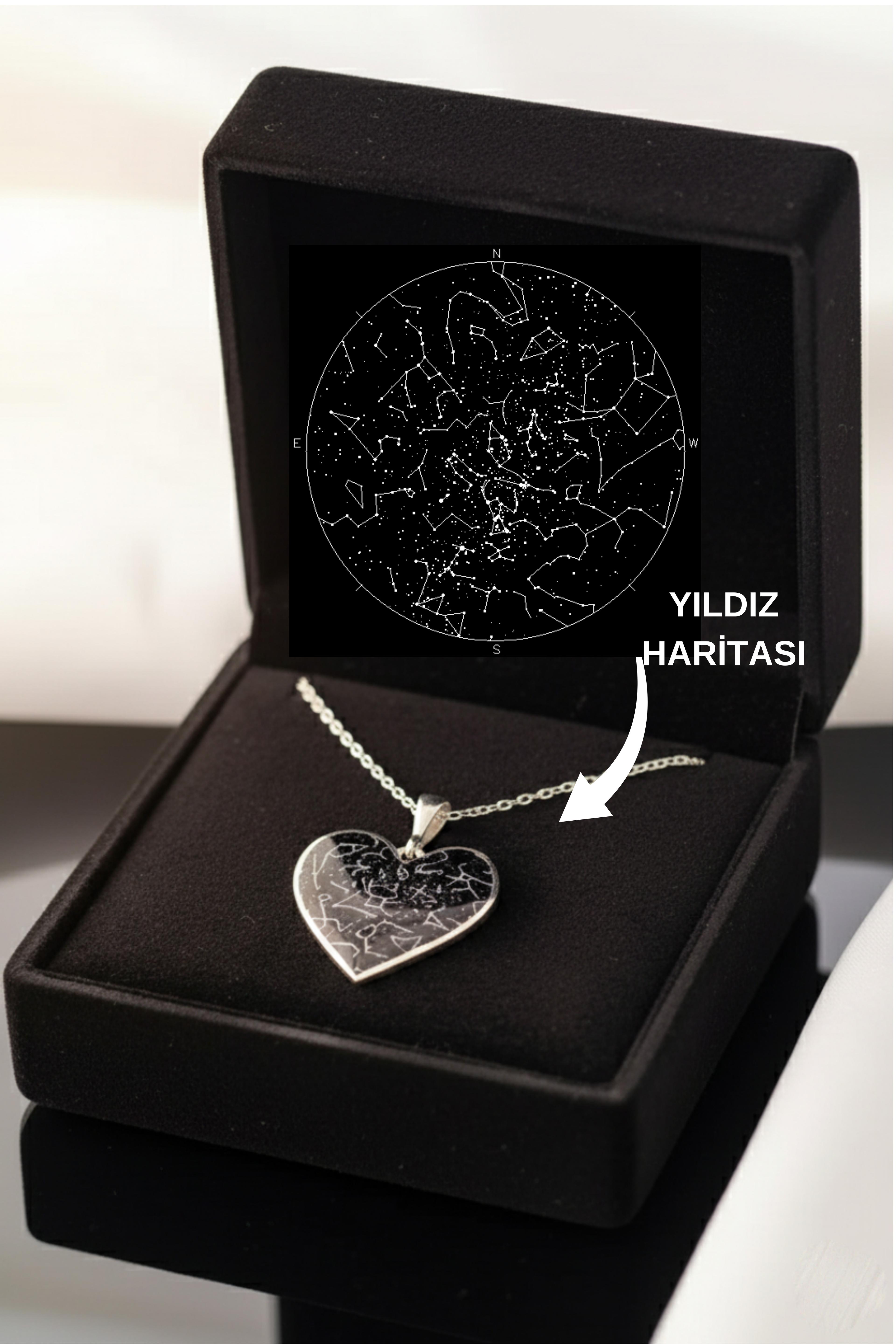 Custom Star Map Heart Necklace