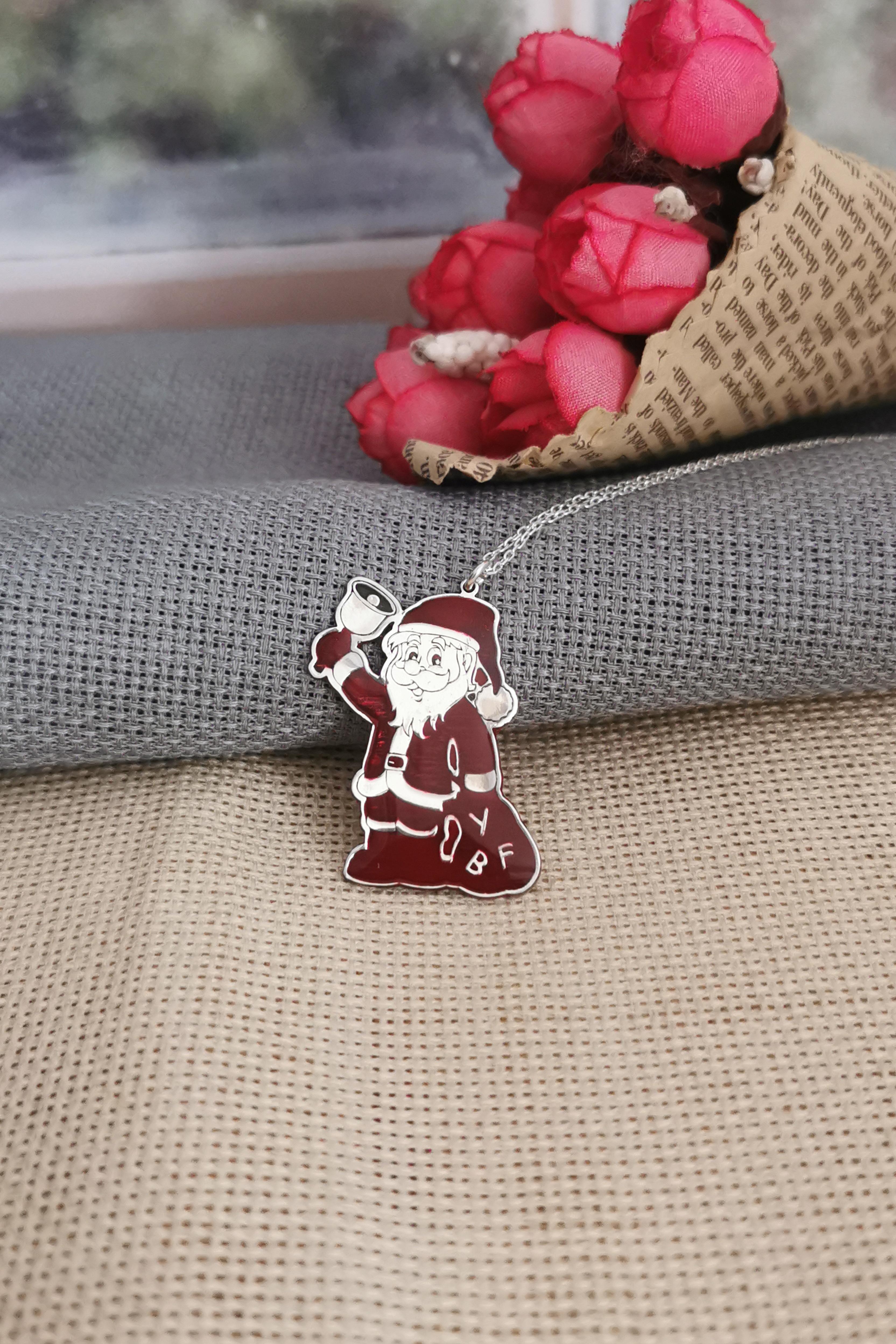Personalized Santa Claus Silver Necklace