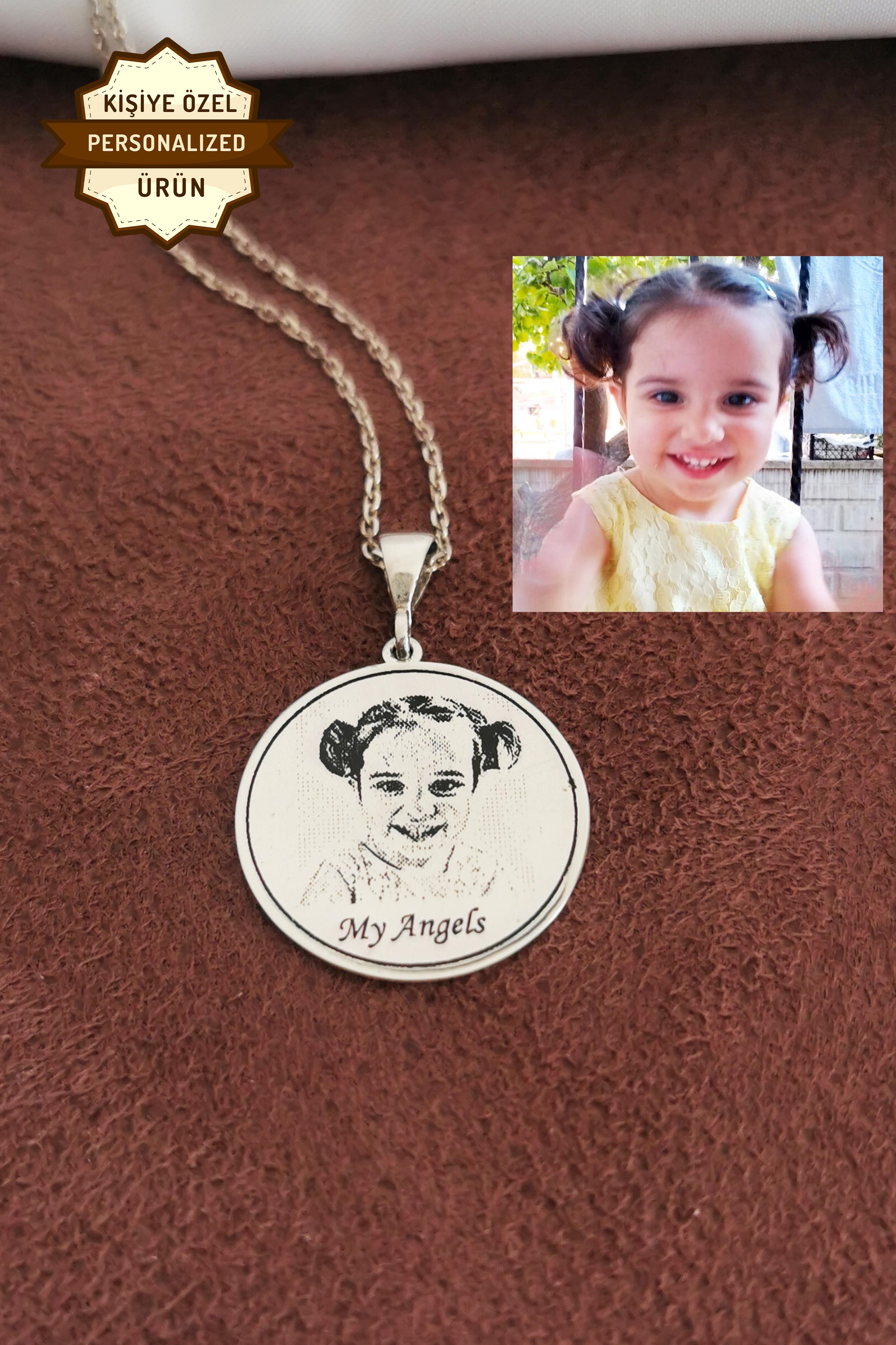 Silver Engraved Photo Necklace