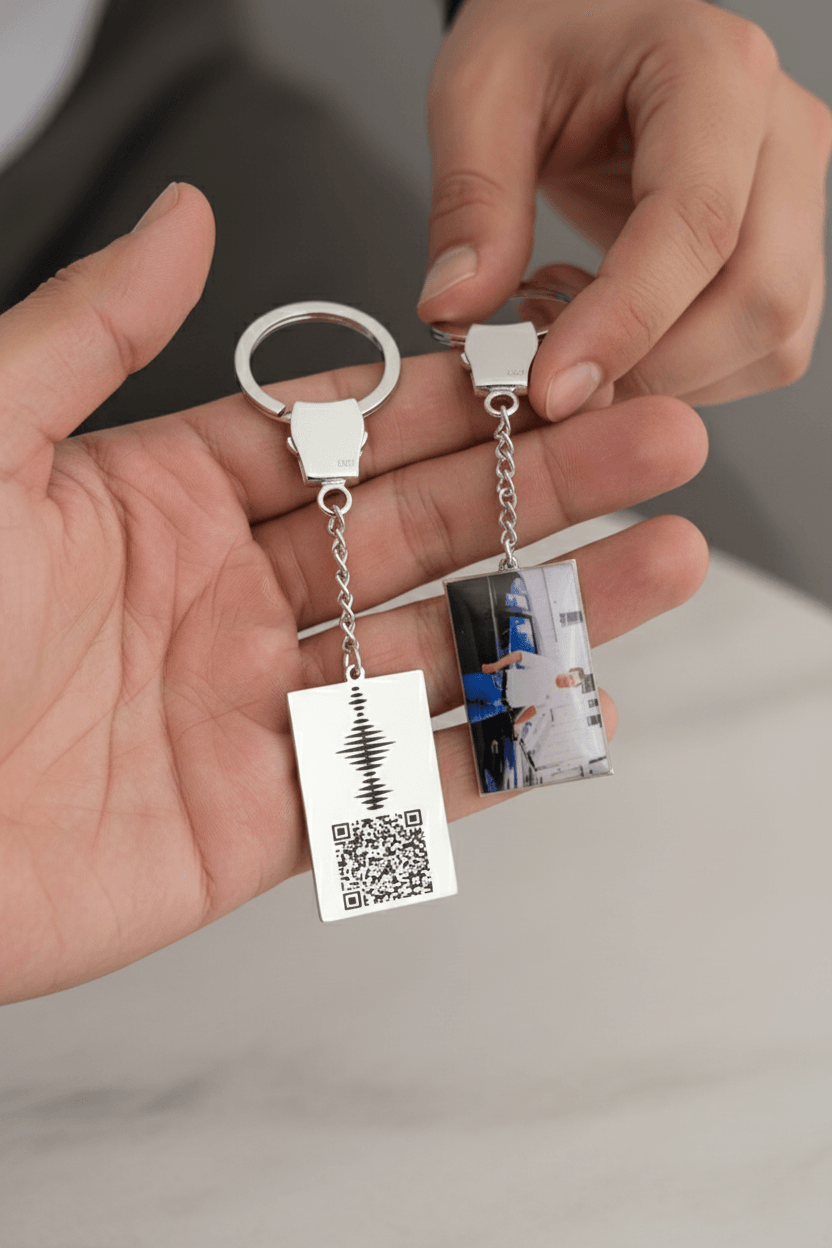 Personalized Memorial QR Code & Photo Keychain