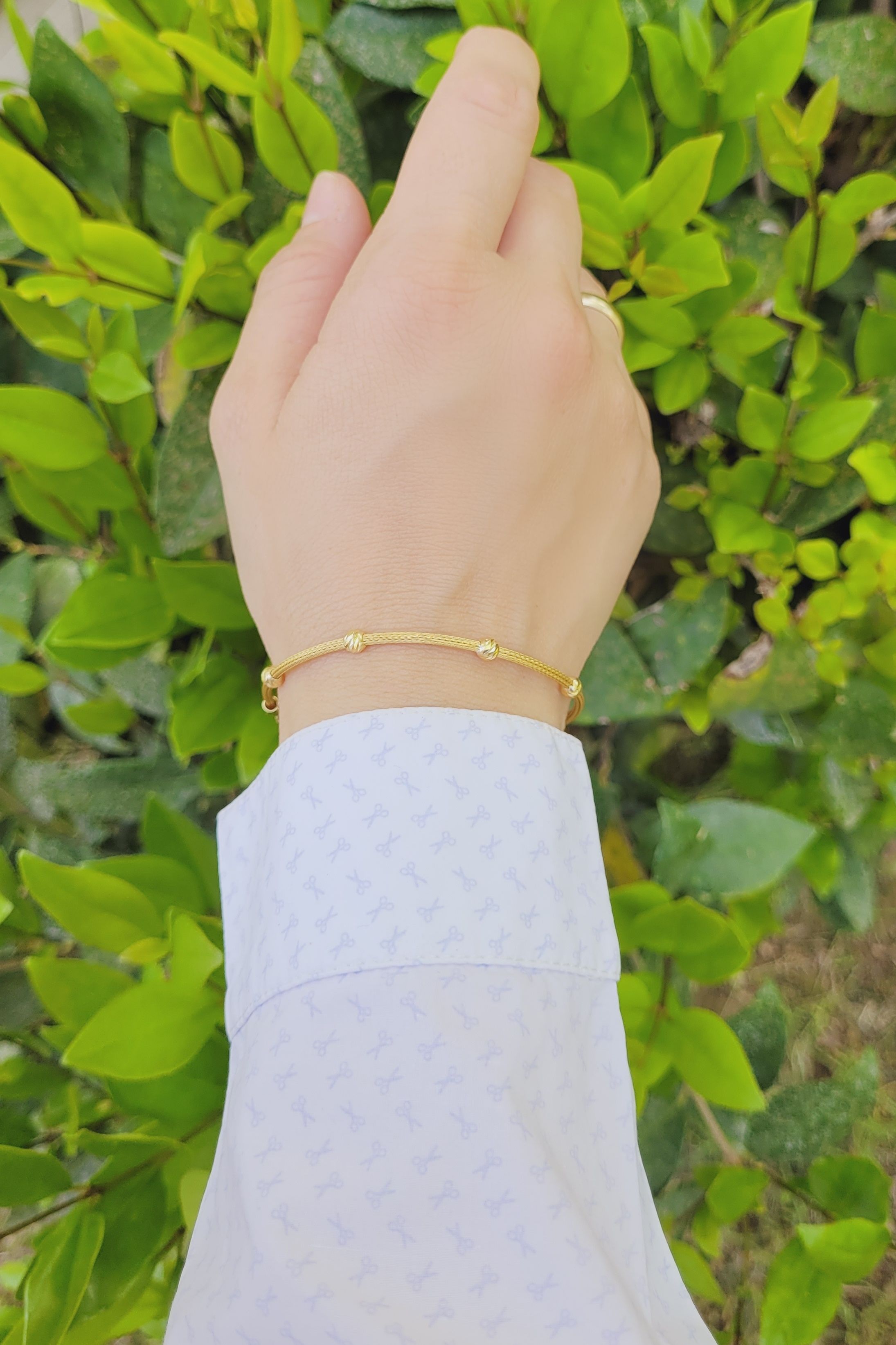 Sterling Silver Beaded Thin Chain Dorica Bracelet