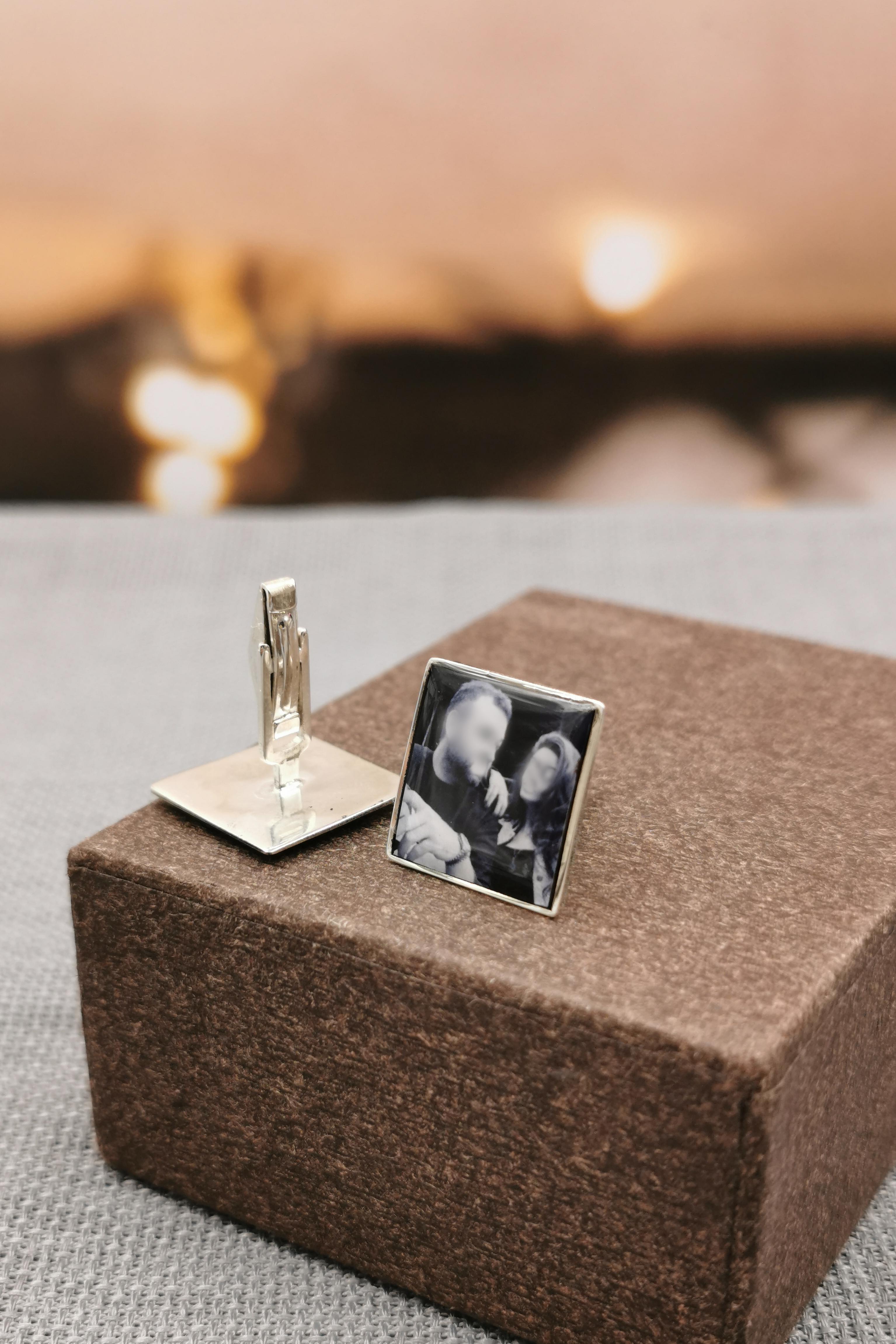 Sterling Silver Embossed Initial Cufflinks