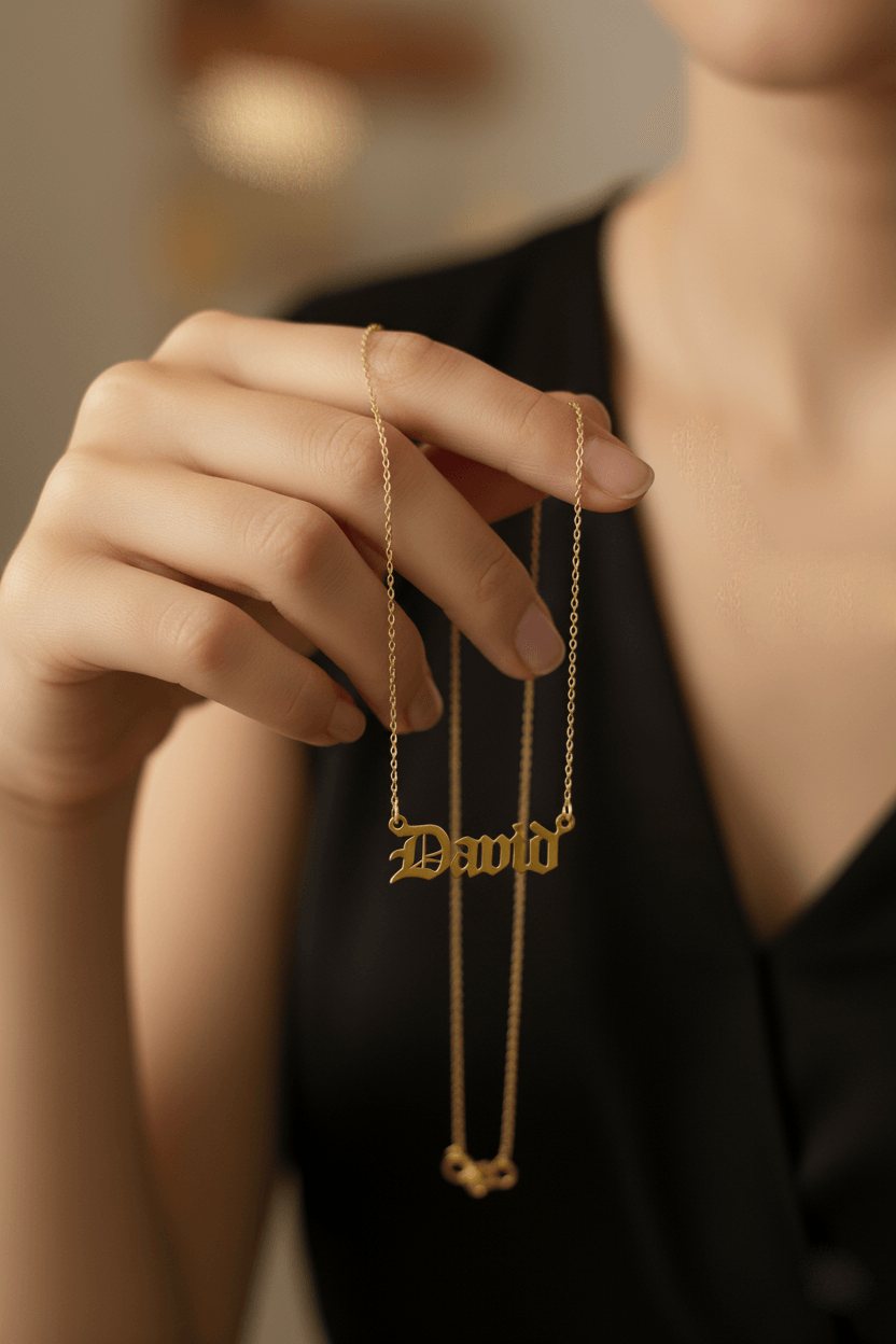 Personalized Gothic Font Name Necklace