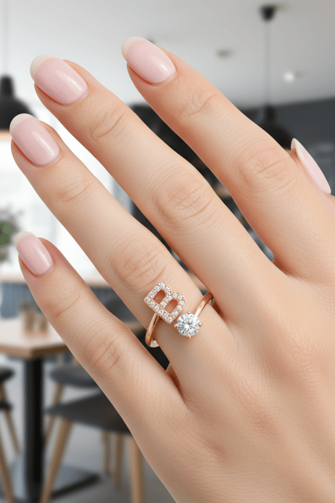 Sterling Silver Diamond Initial Ring