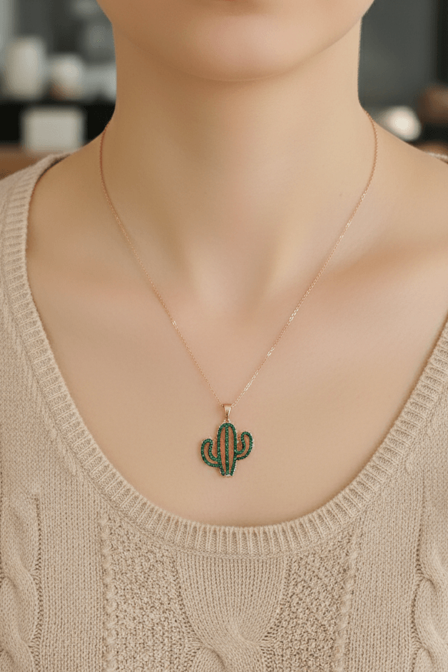 Sterling Silver Cactus Necklace
