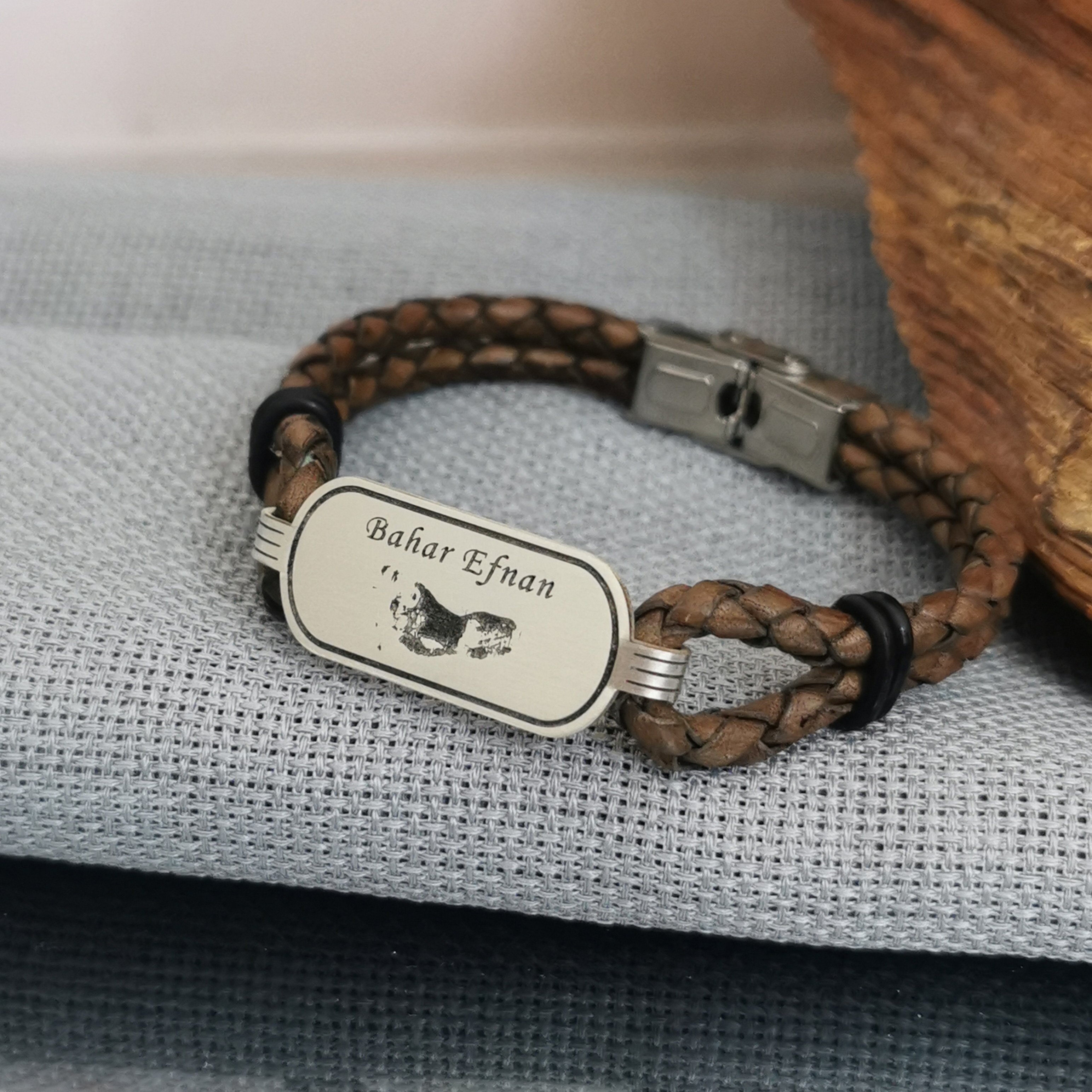 Personalized Genuine Leather Engraved Name Bracelet