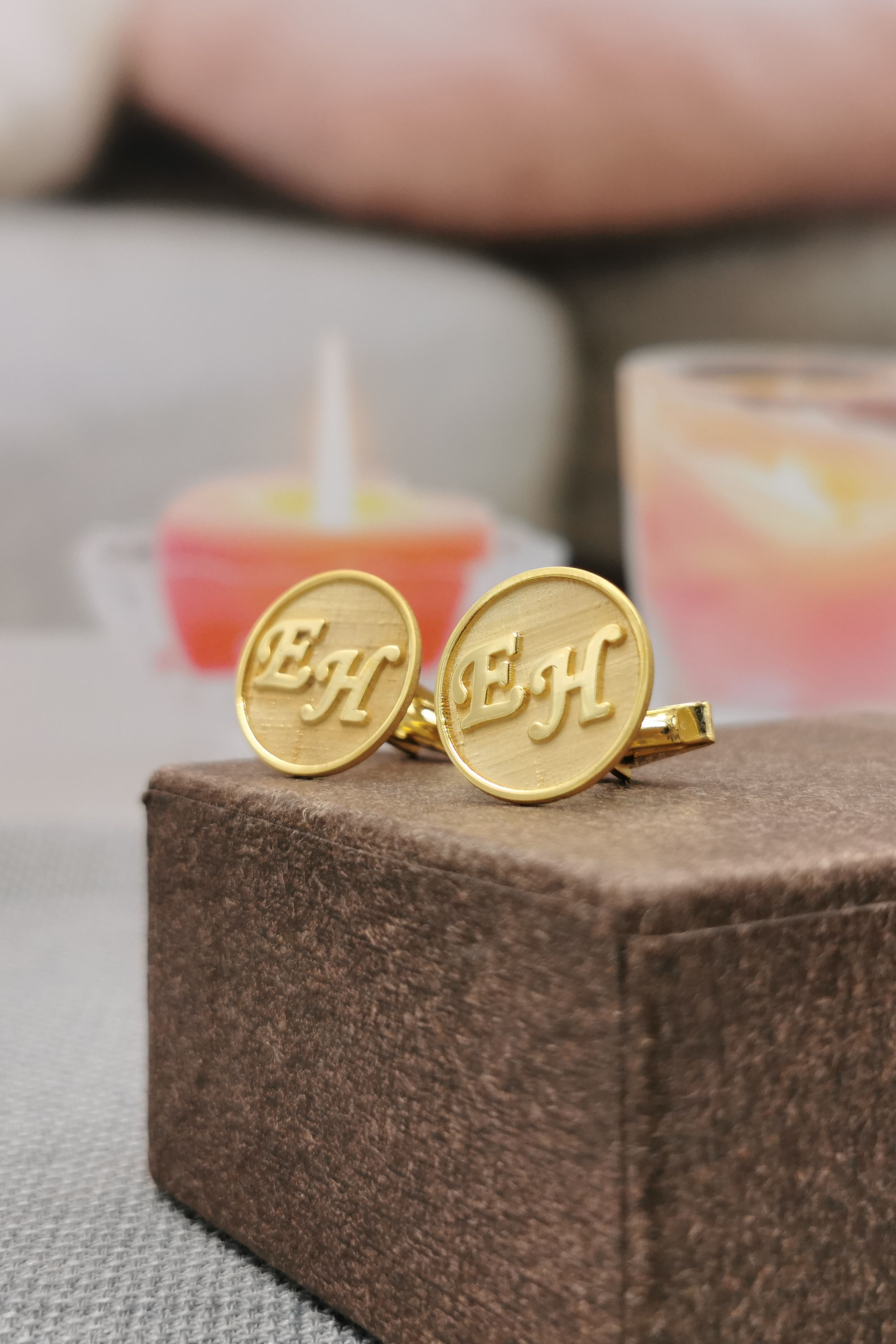 Sterling Silver Embossed Initial Cufflinks