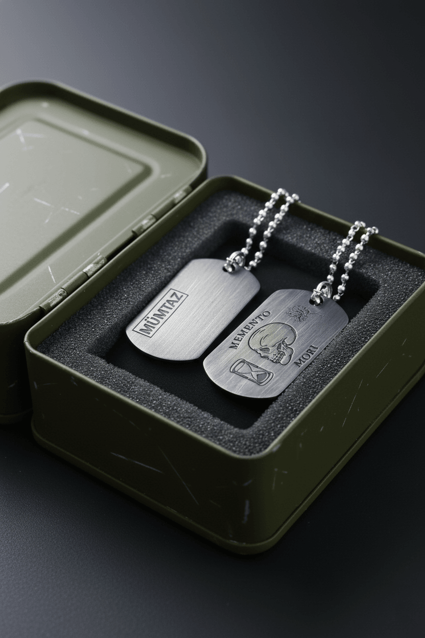 Custom Oxidized Sterling Silver Military Tag Necklace