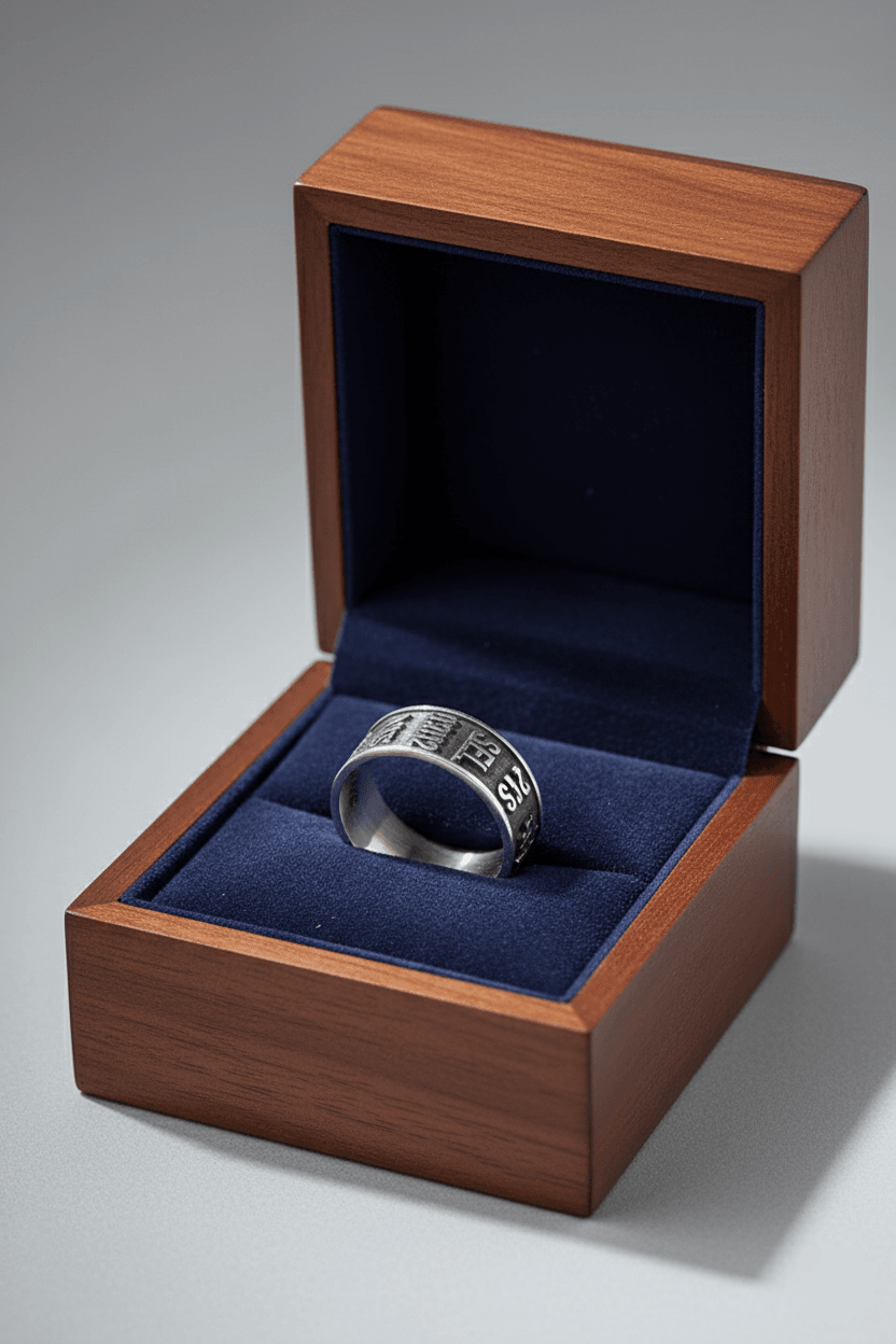 Sterling Silver Name & Date Wedding Ring