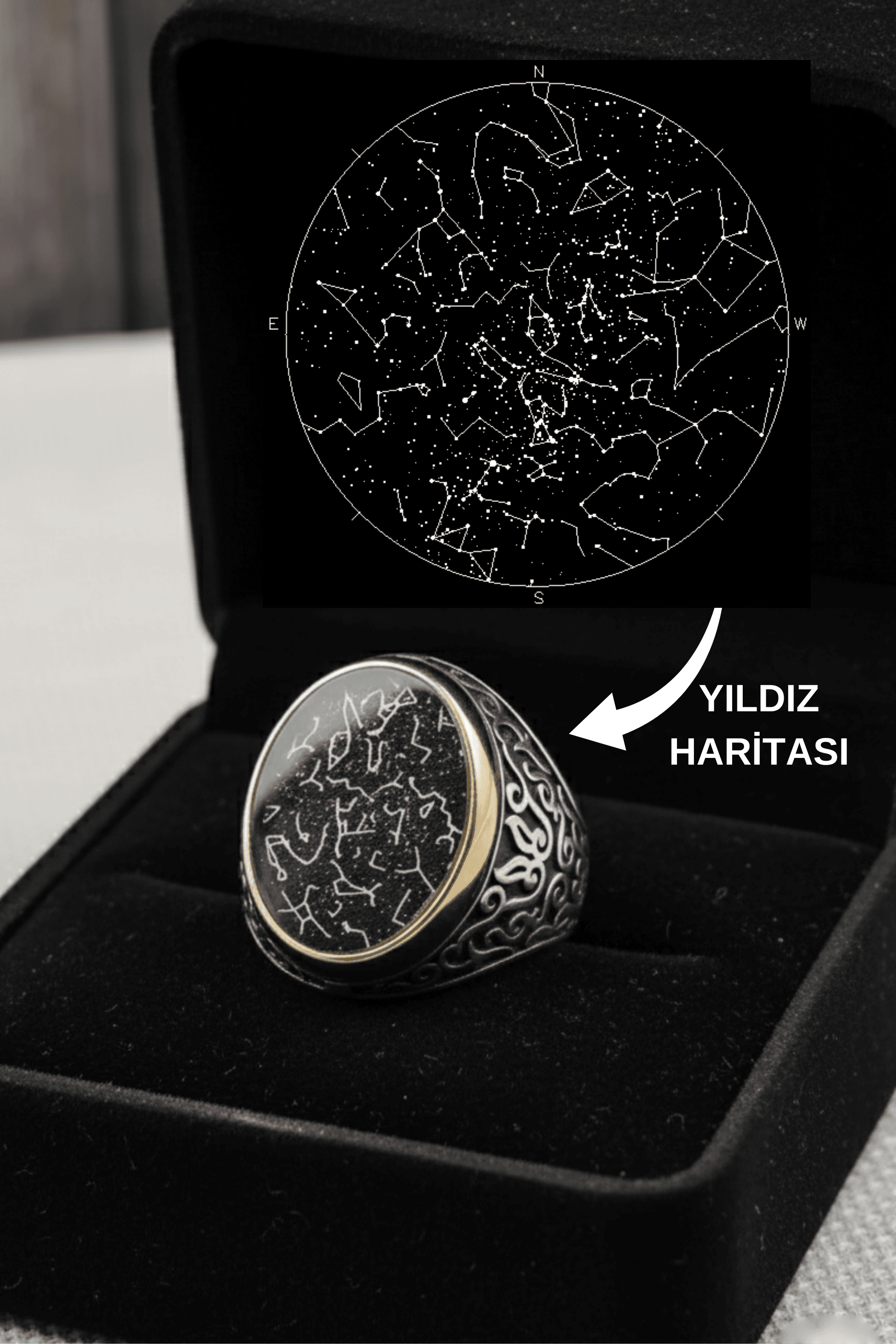 Star Map by Date Silver Ring