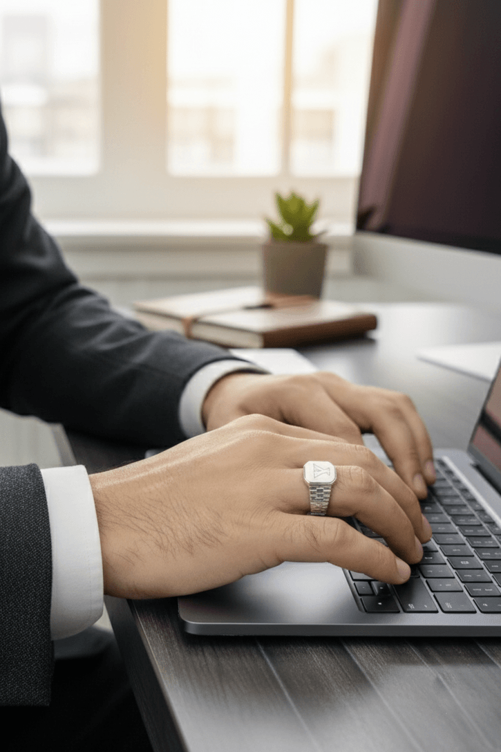 Personalized Watch Band Initial Ring