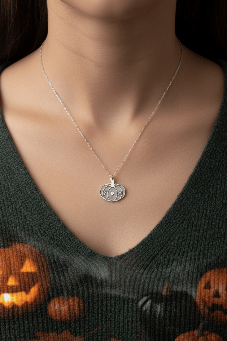 Personalized Initial Pumpkin Necklace