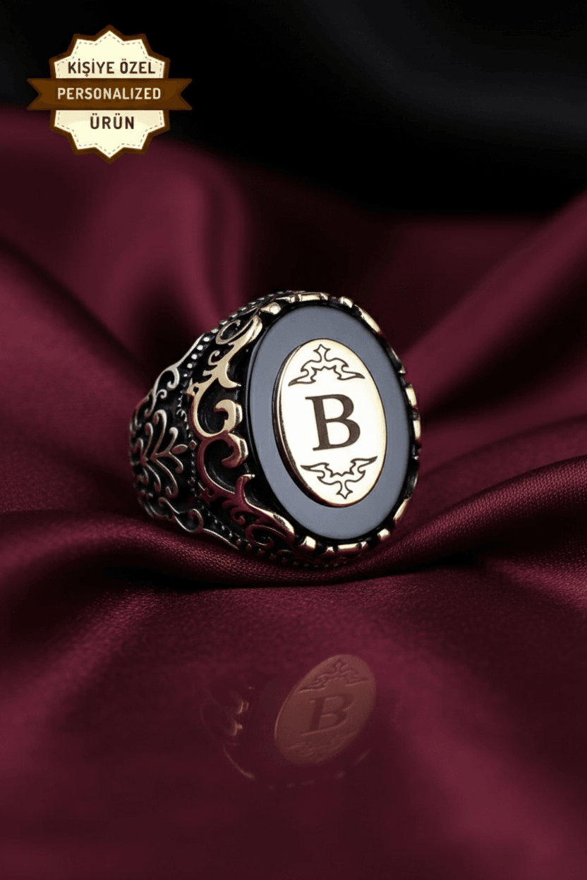 Personalized Agate Stone Silver Ring