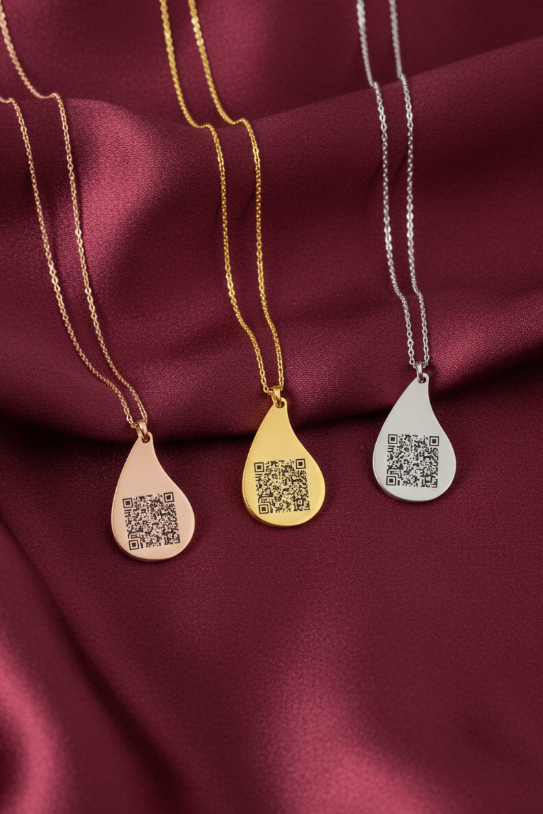 Silver Teardrop QR Code Necklace