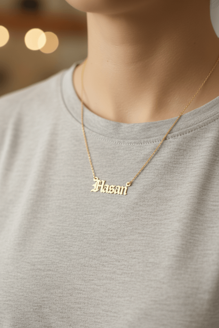 Personalized Gothic Font Name Necklace