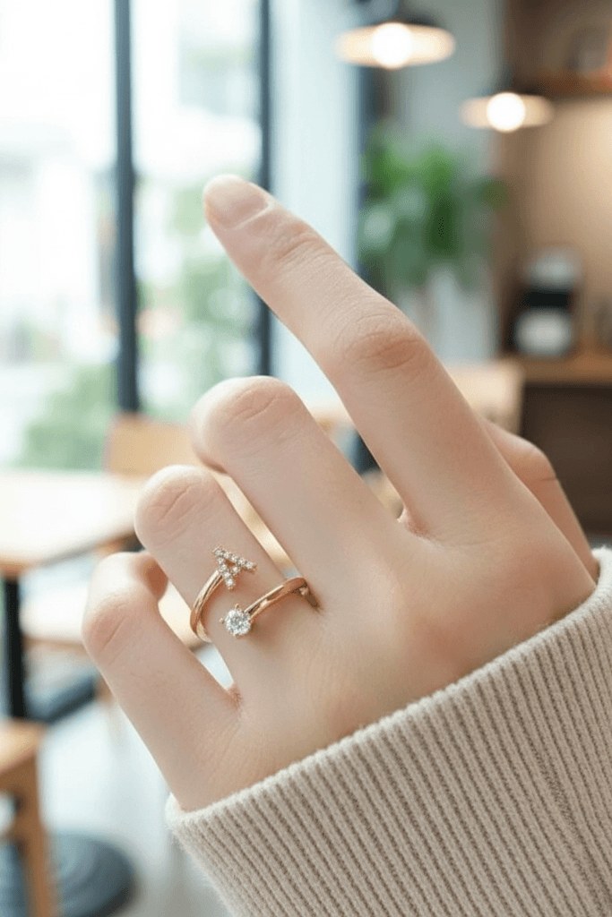 Sterling Silver Diamond Initial Ring