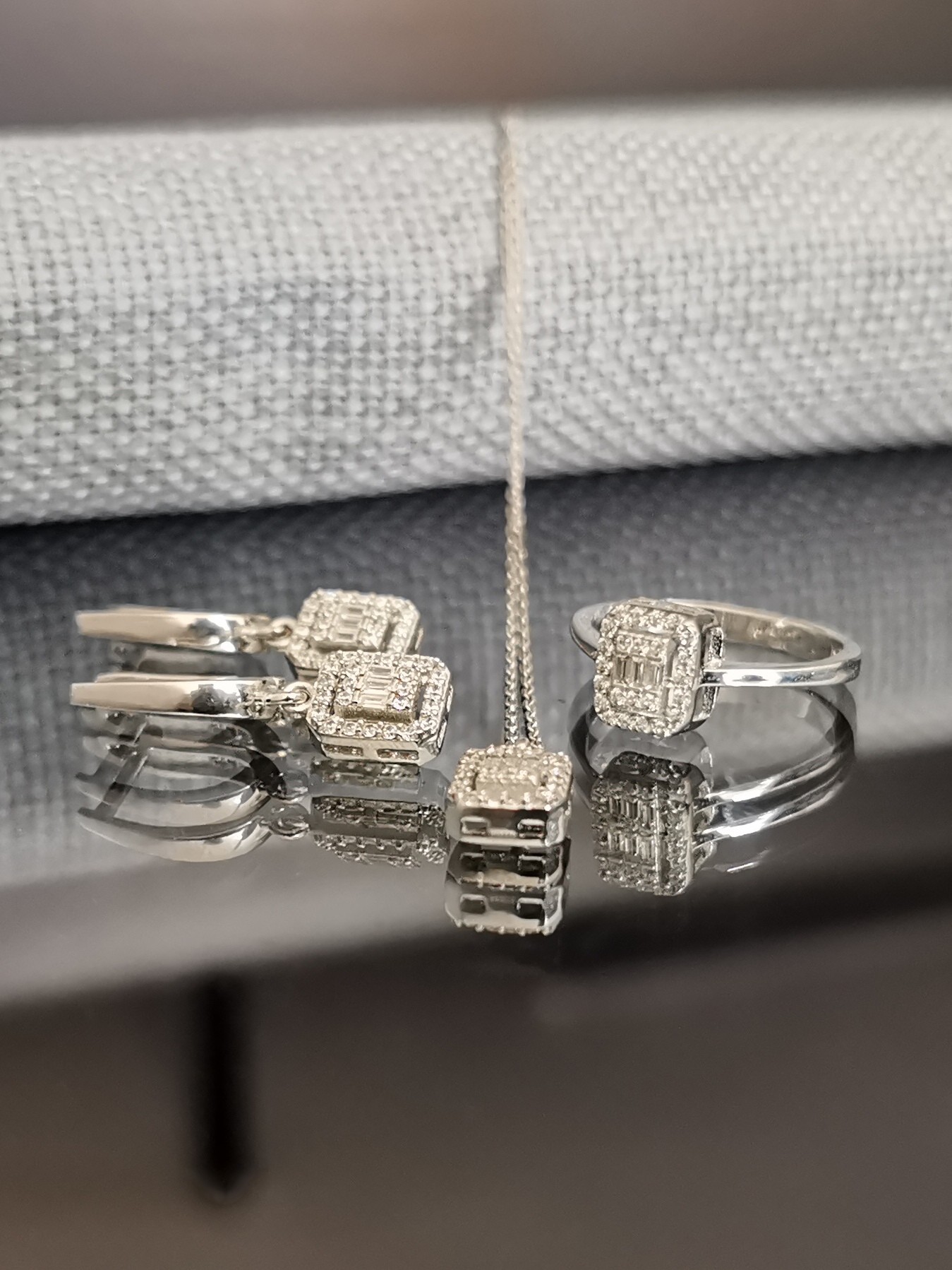 Sterling Silver Baguette Cut Jewelry Set