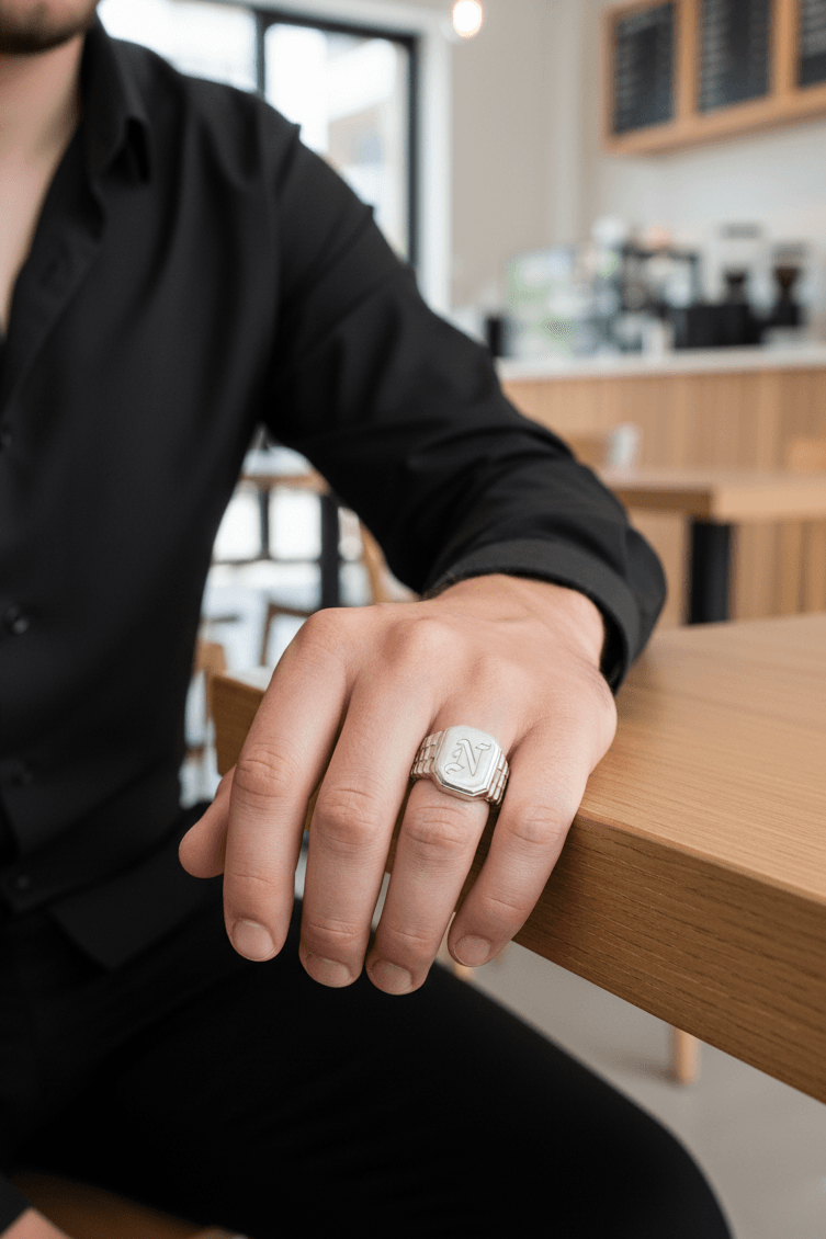 Personalized Watch Band Initial Ring