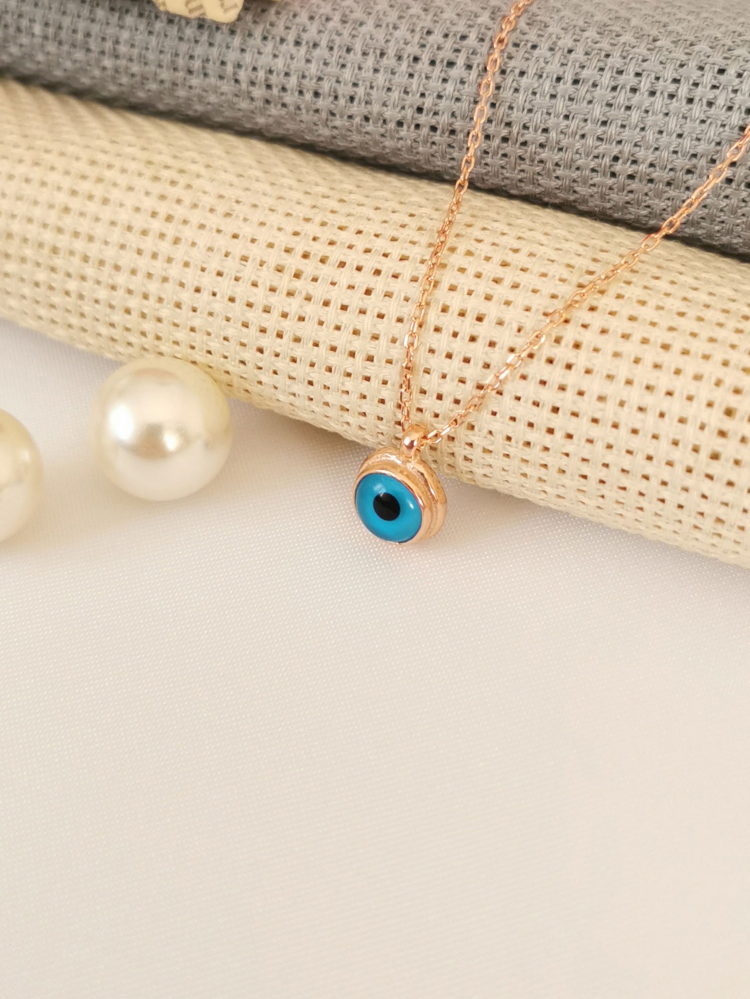 Silver Red Blue Evil Eye Necklace