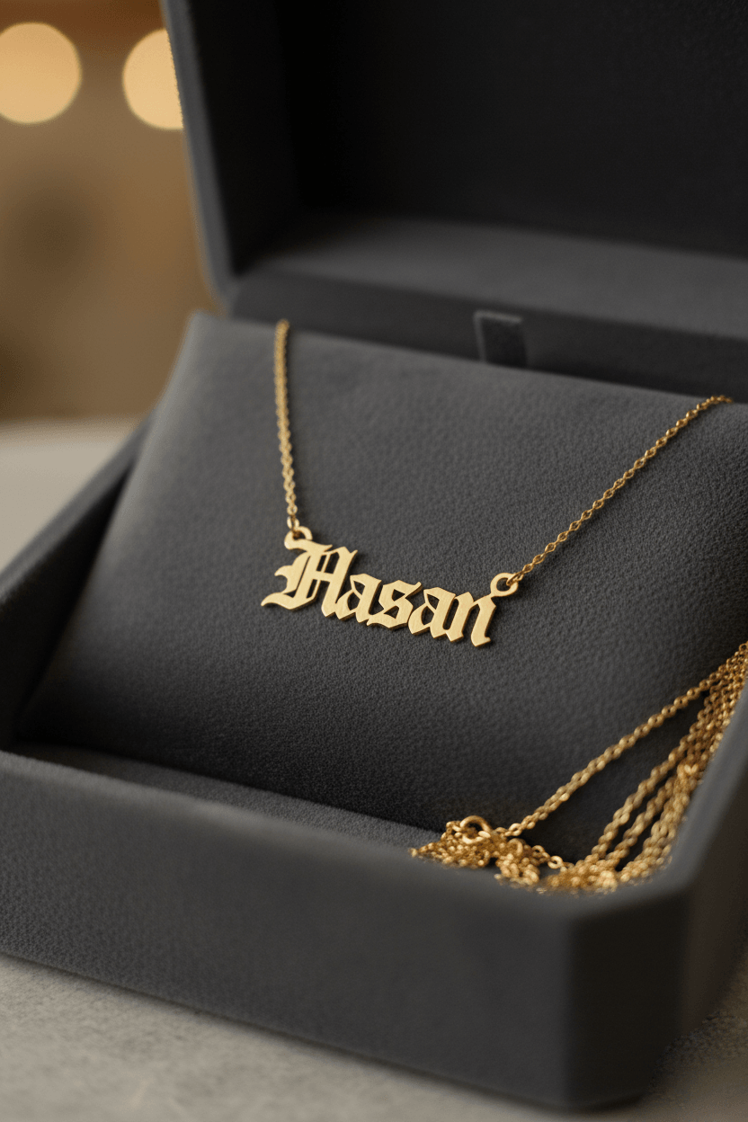 Personalized Gothic Font Name Necklace