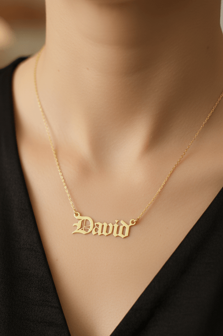 Personalized Gothic Font Name Necklace